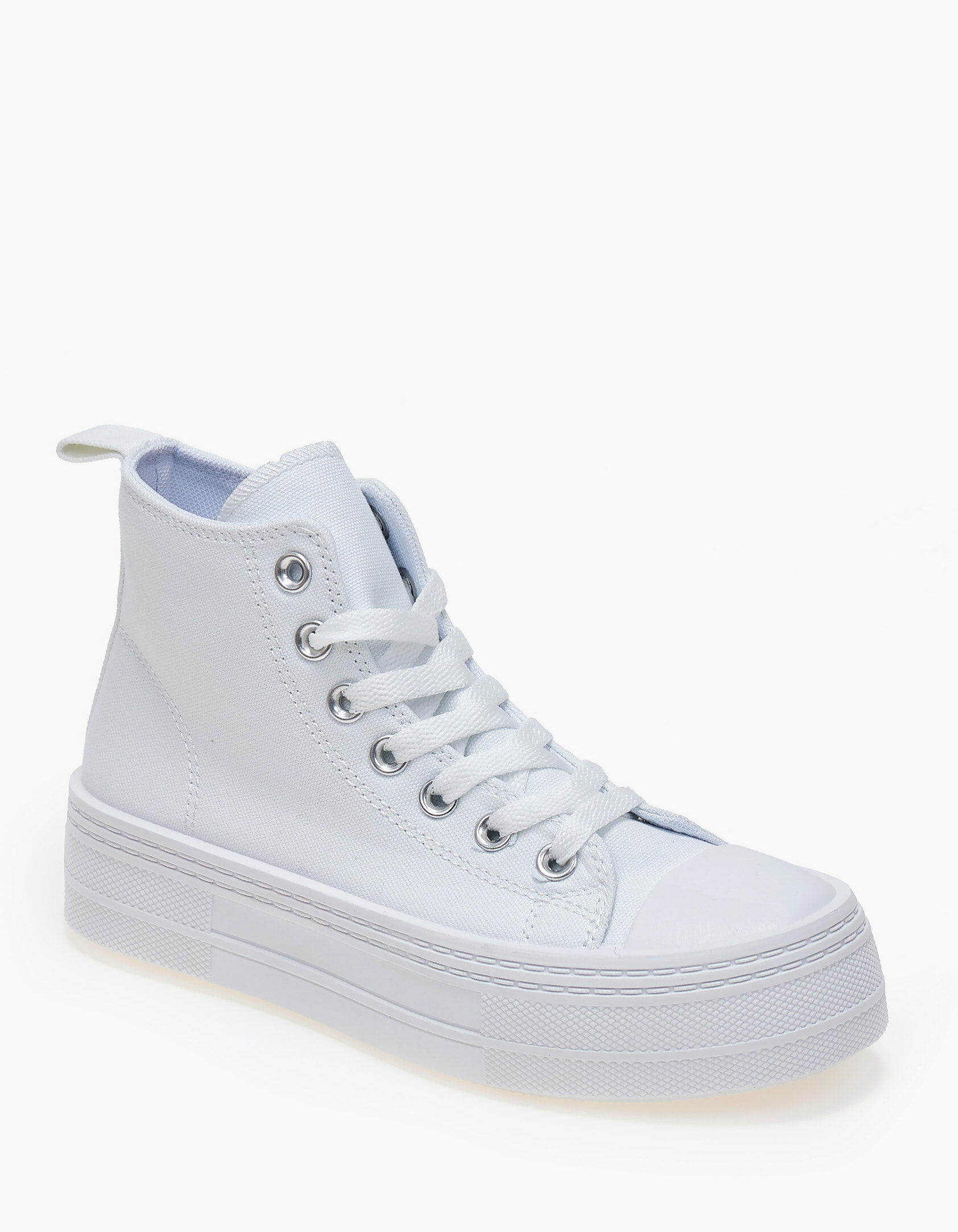 Γυναικεία sneakers μποτάκια, δίσολα, υφασμάτινα - Λευκό φωτογραφία