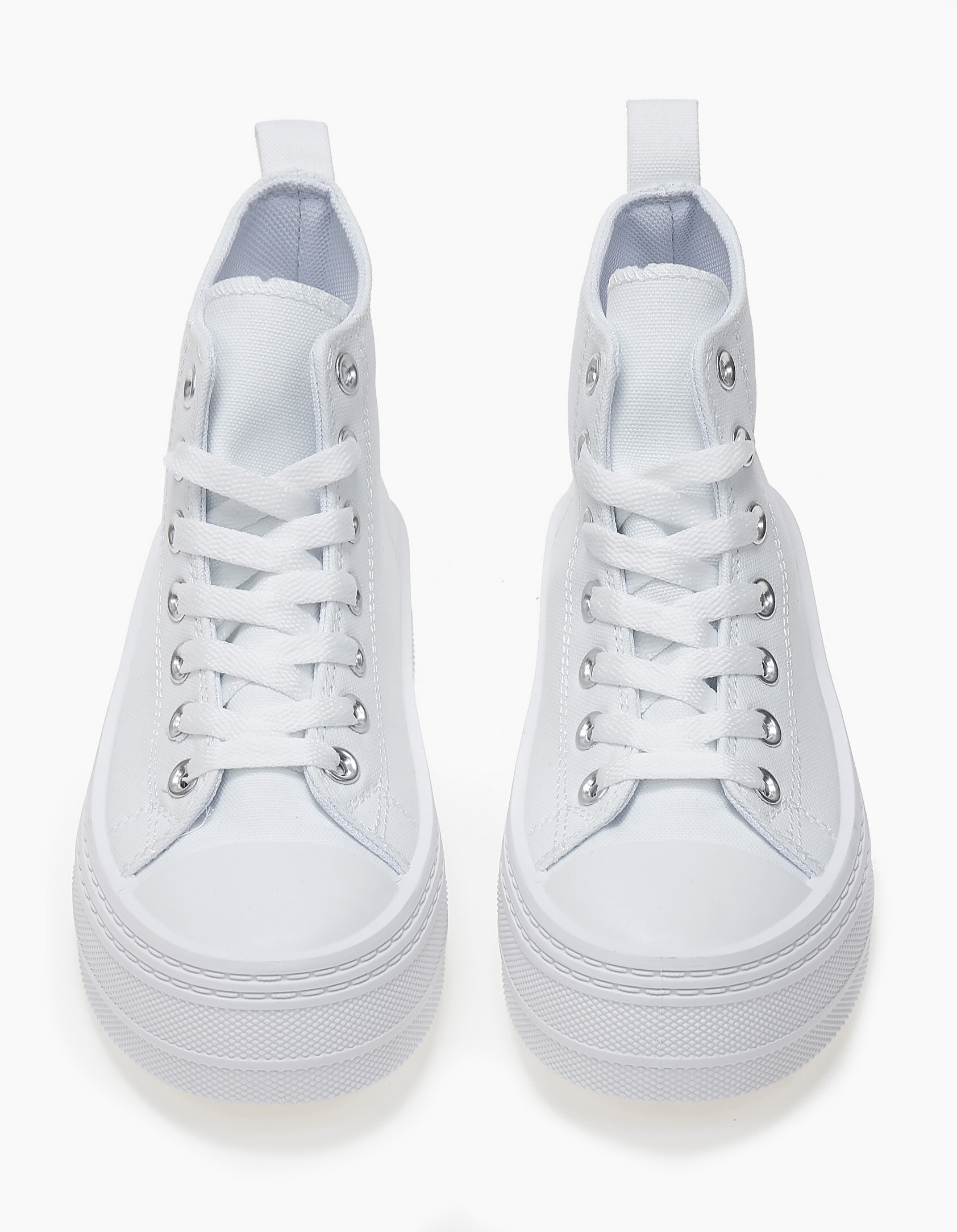 Γυναικεία sneakers μποτάκια, δίσολα, υφασμάτινα - Λευκό φωτογραφία