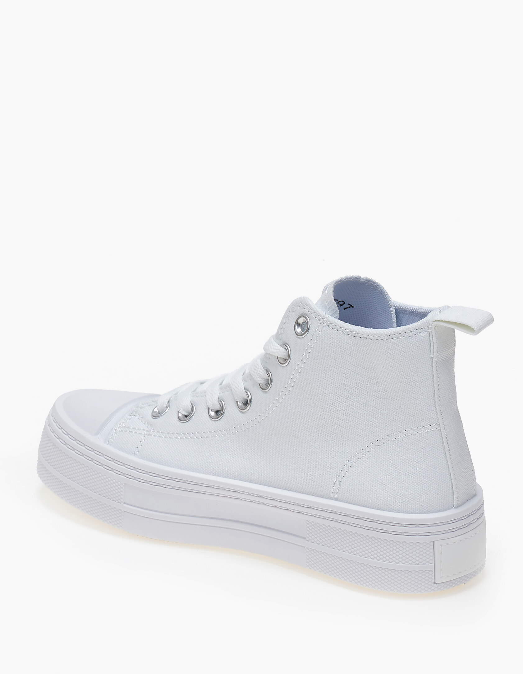 Γυναικεία sneakers μποτάκια, δίσολα, υφασμάτινα - Λευκό φωτογραφία