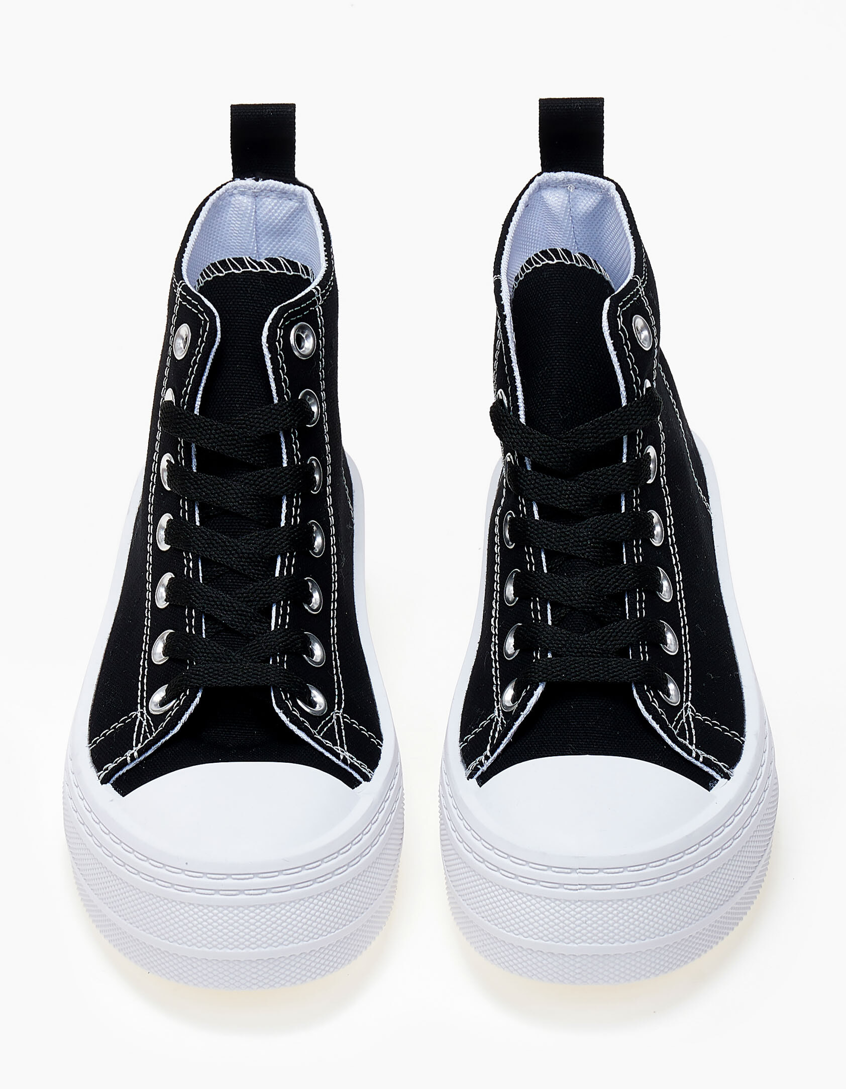 Γυναικεία sneakers μποτάκια, δίσολα, υφασμάτινα - Μαύρο φωτογραφία