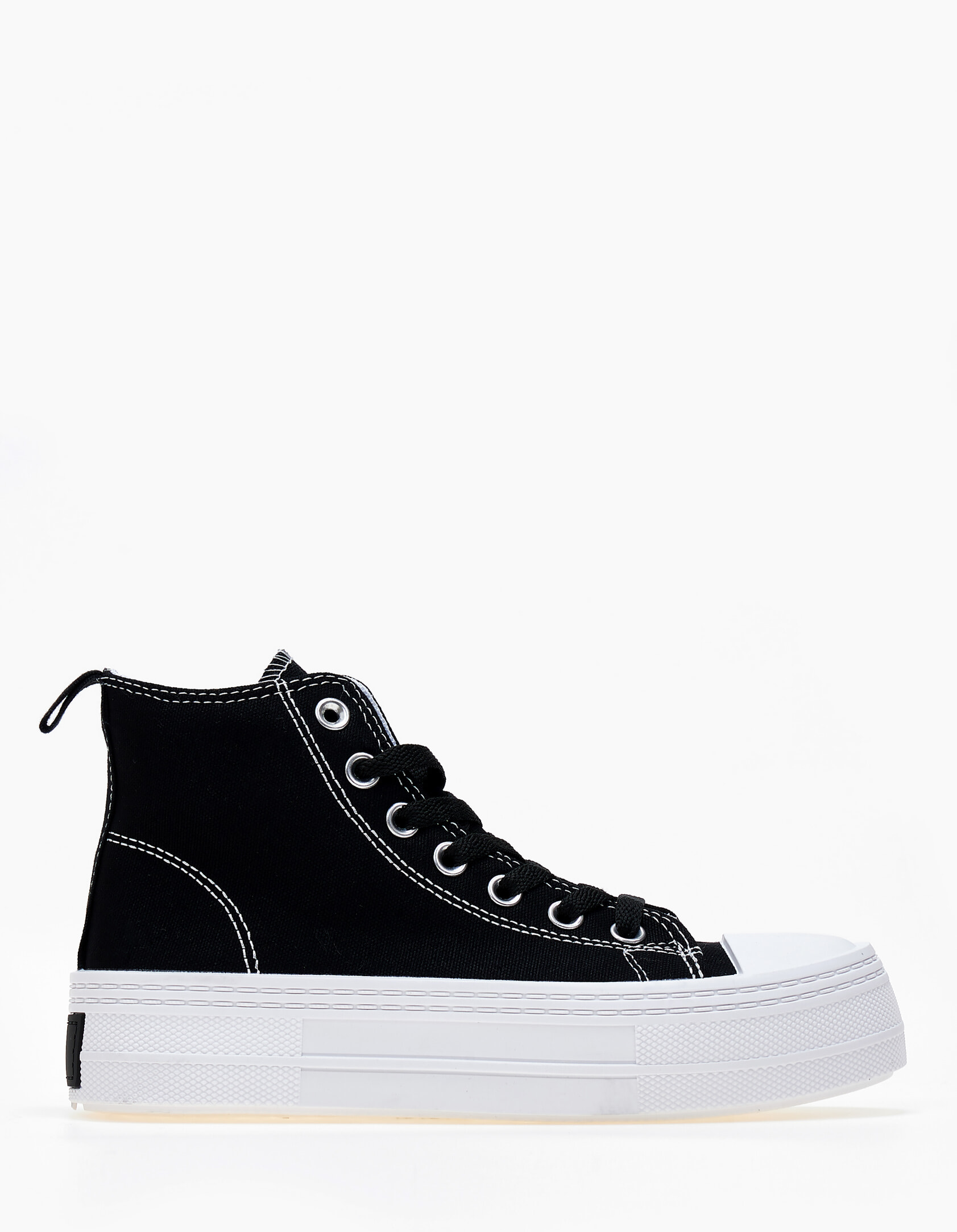 Γυναικεία sneakers μποτάκια, δίσολα, υφασμάτινα - Μαύρο