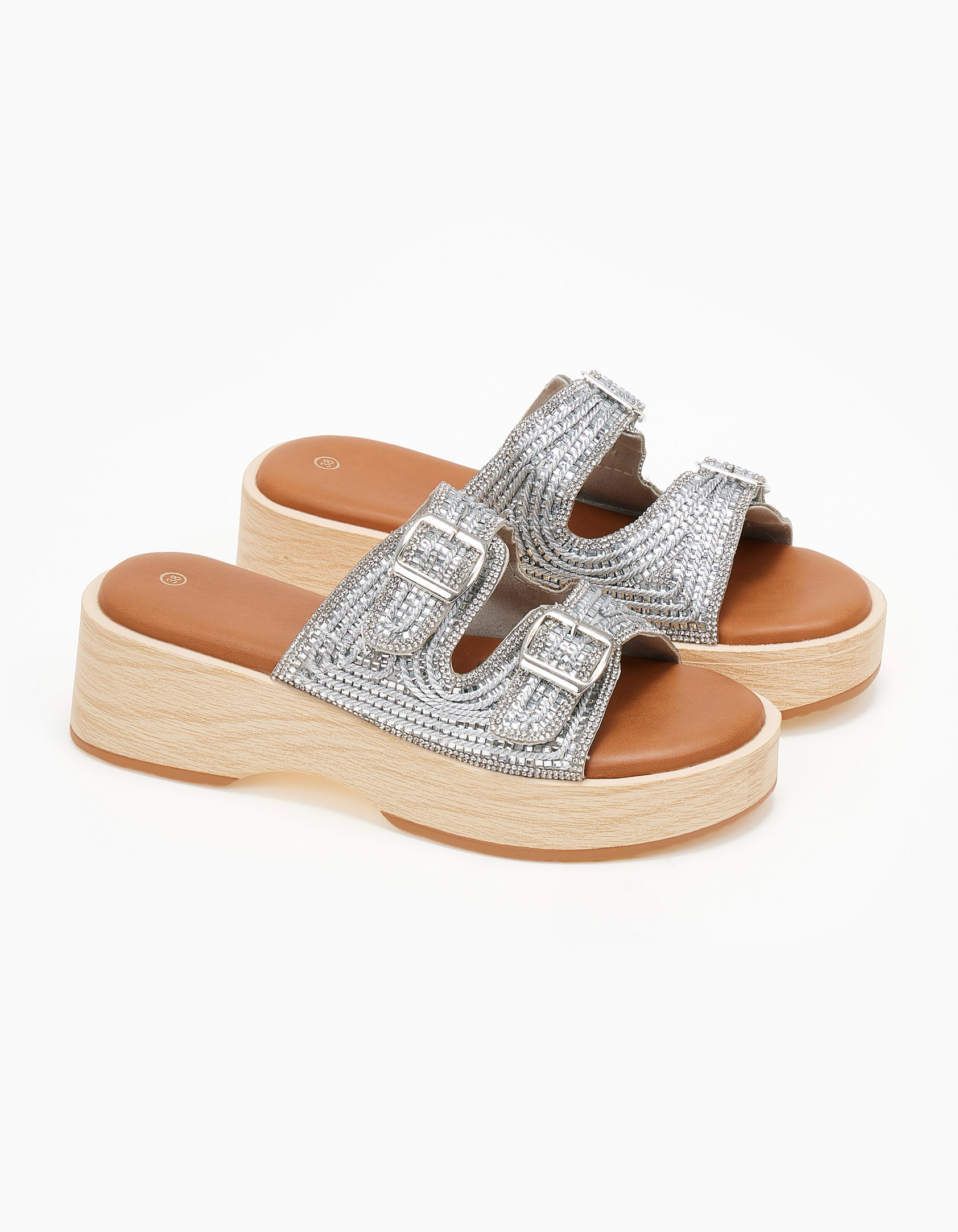 Πλατφόρμες με ρυθμιζόμενα ζωνάκια - Ασημί φωτογραφία