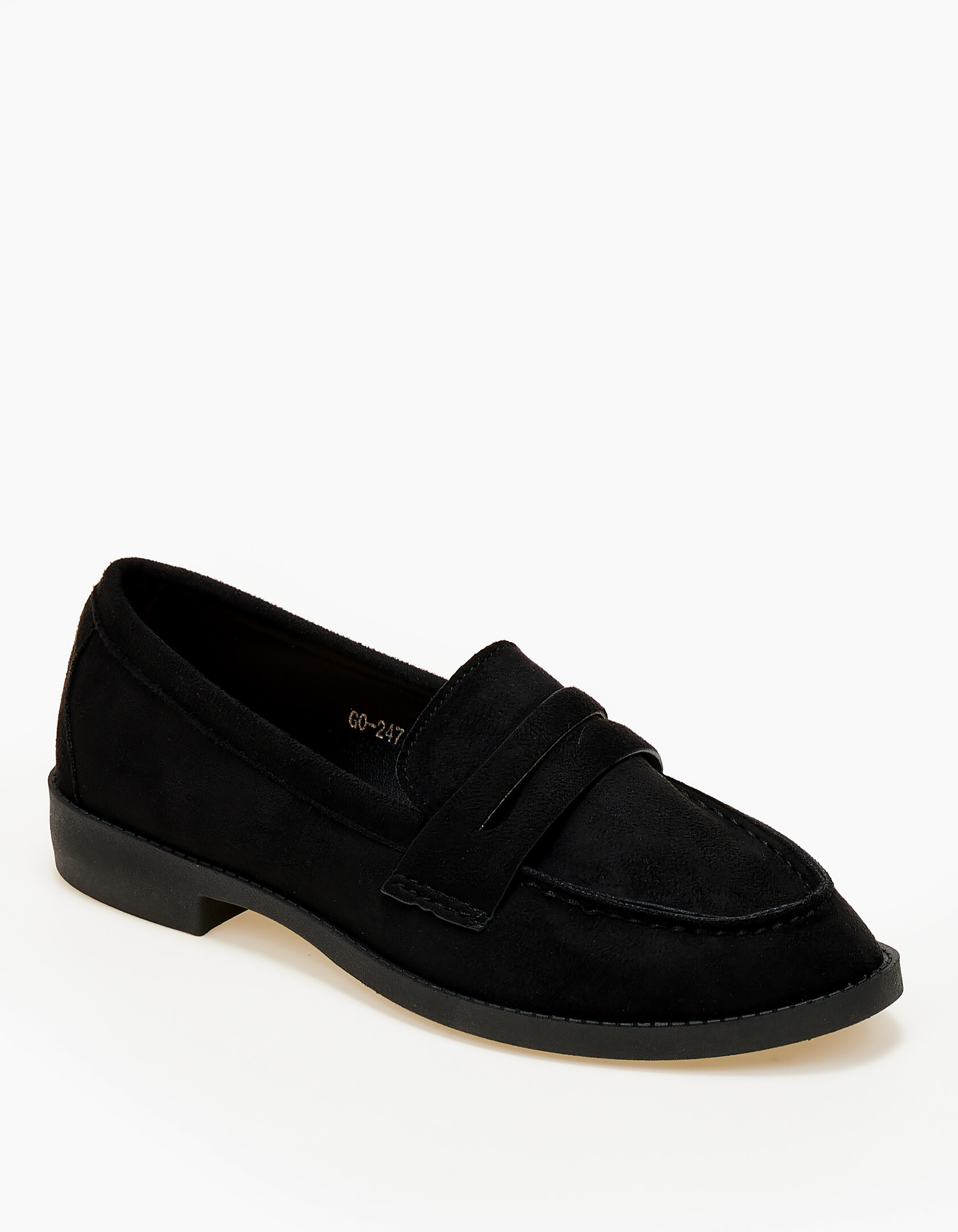 Γυναικεία χαμηλά loafers με suede υφή - Μαύρο