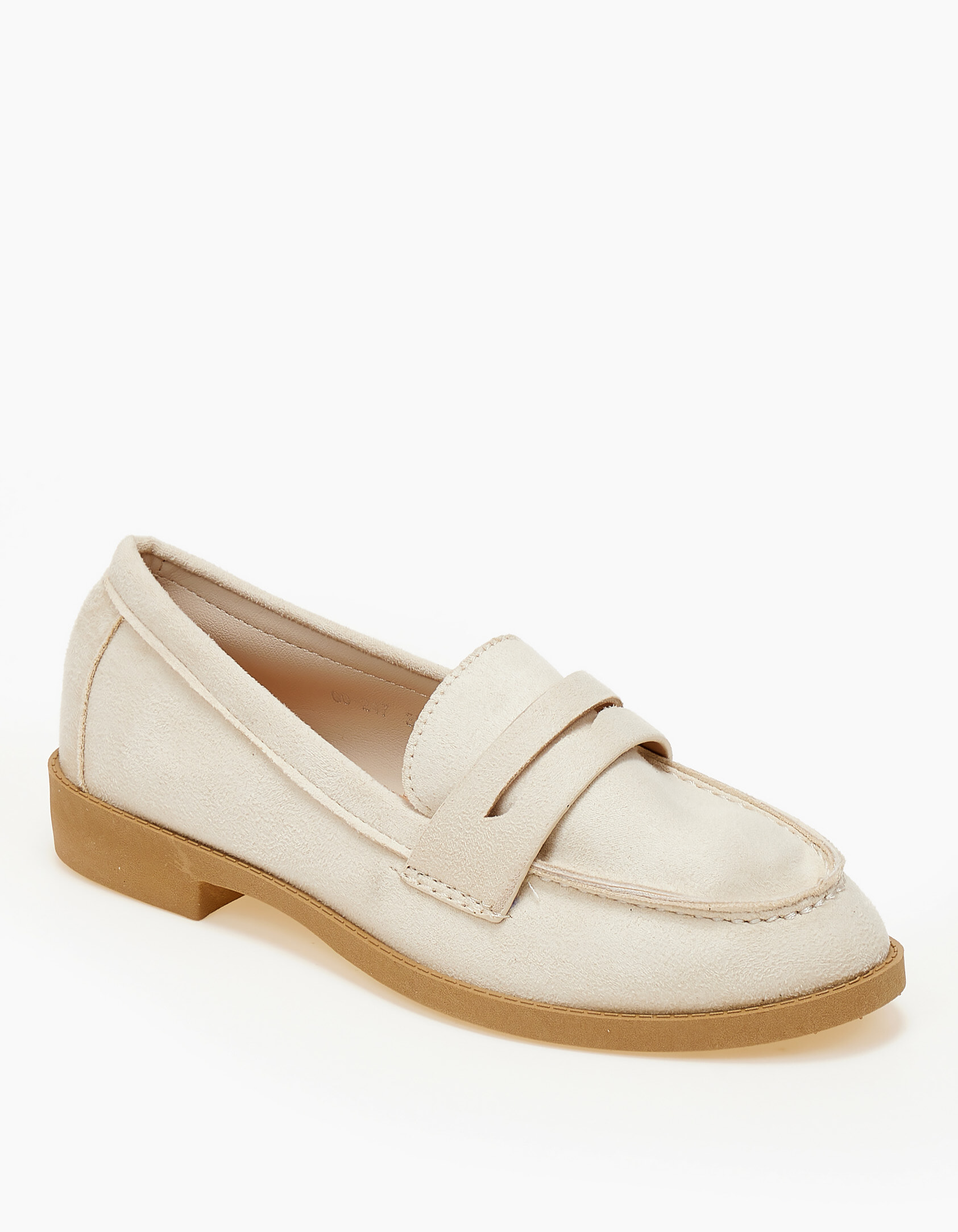 Γυναικεία χαμηλά loafers με suede υφή - Μπεζ