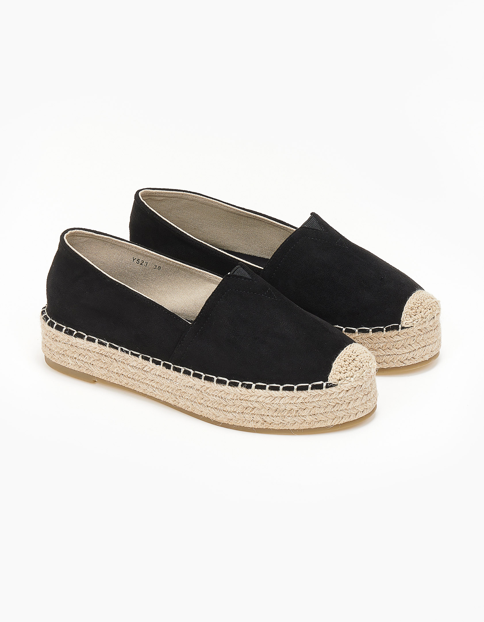 Suede εσπαντρίγιες με διπλή σόλα - Μαύρο