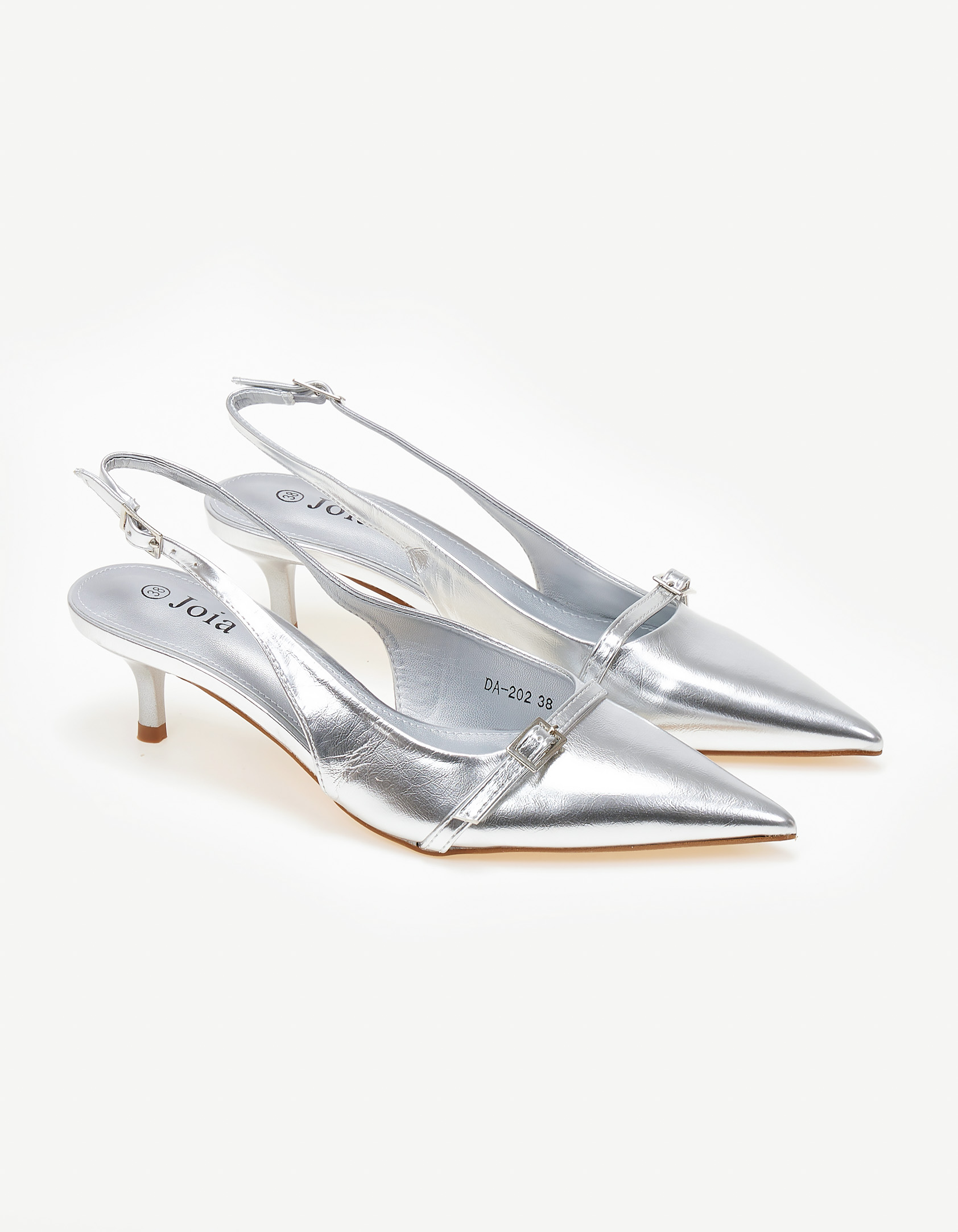 Slingback γόβες με λεπτό τακούνι - Ασημί