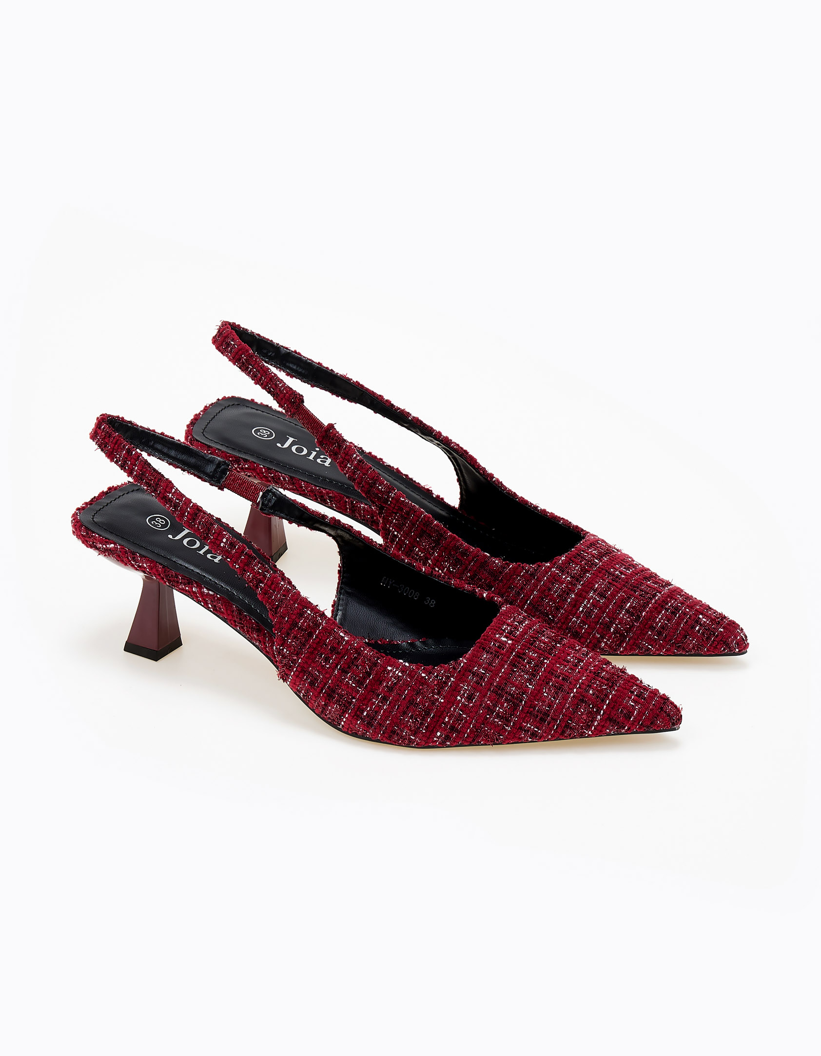 Γόβες slingback με tweed ύφασμα - Μπορντώ