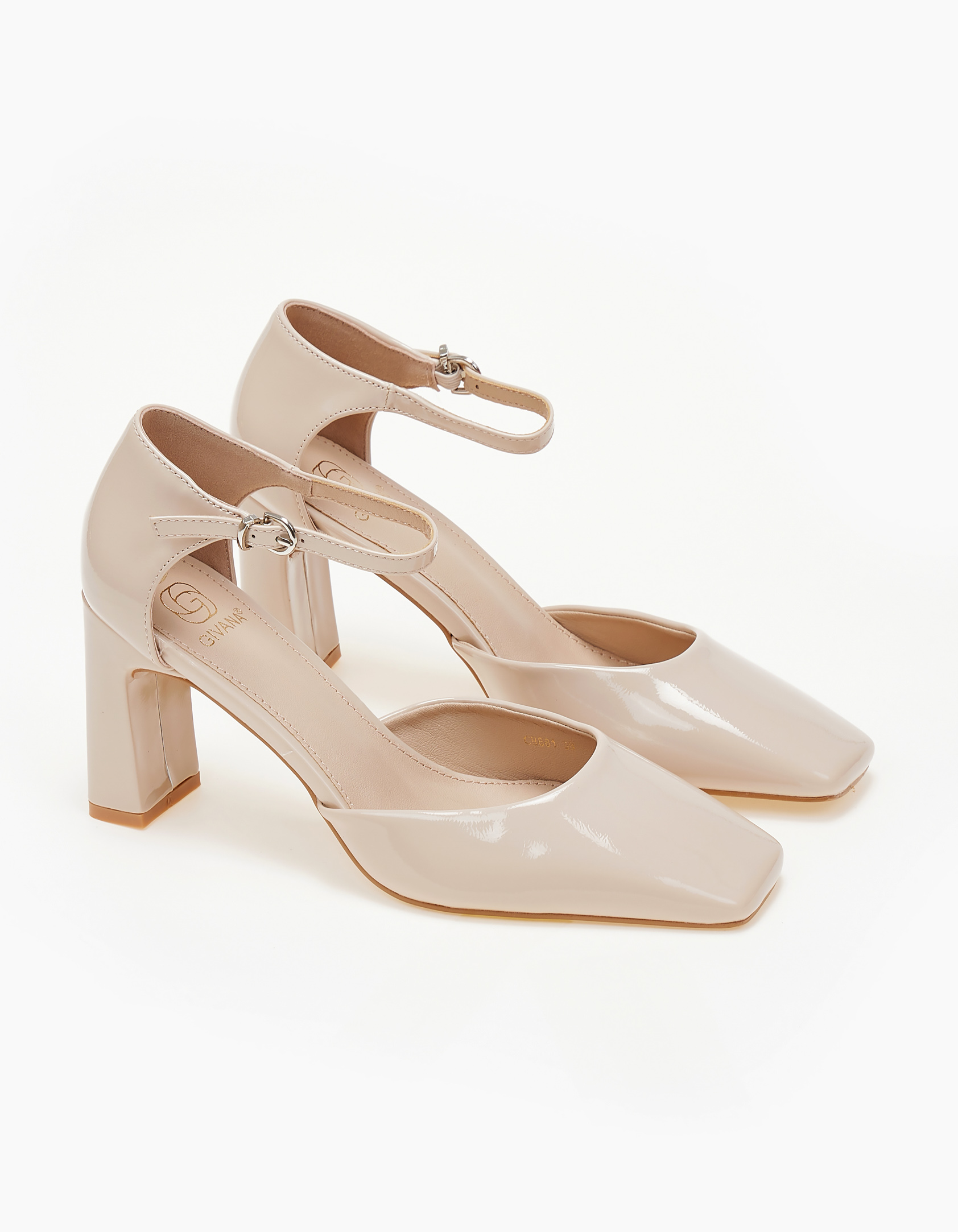 Γόβες σε καρέ γραμμή - Μπεζ