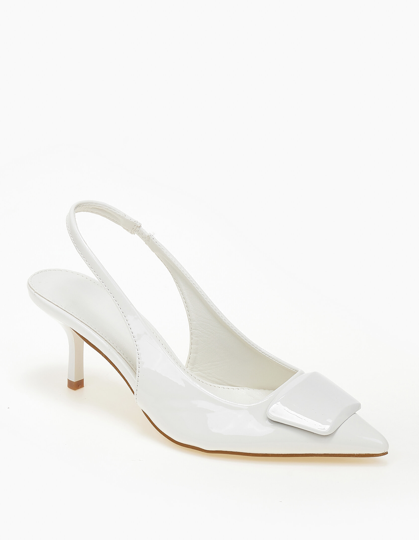 Slingback γόβες με αγκράφα - Λευκό