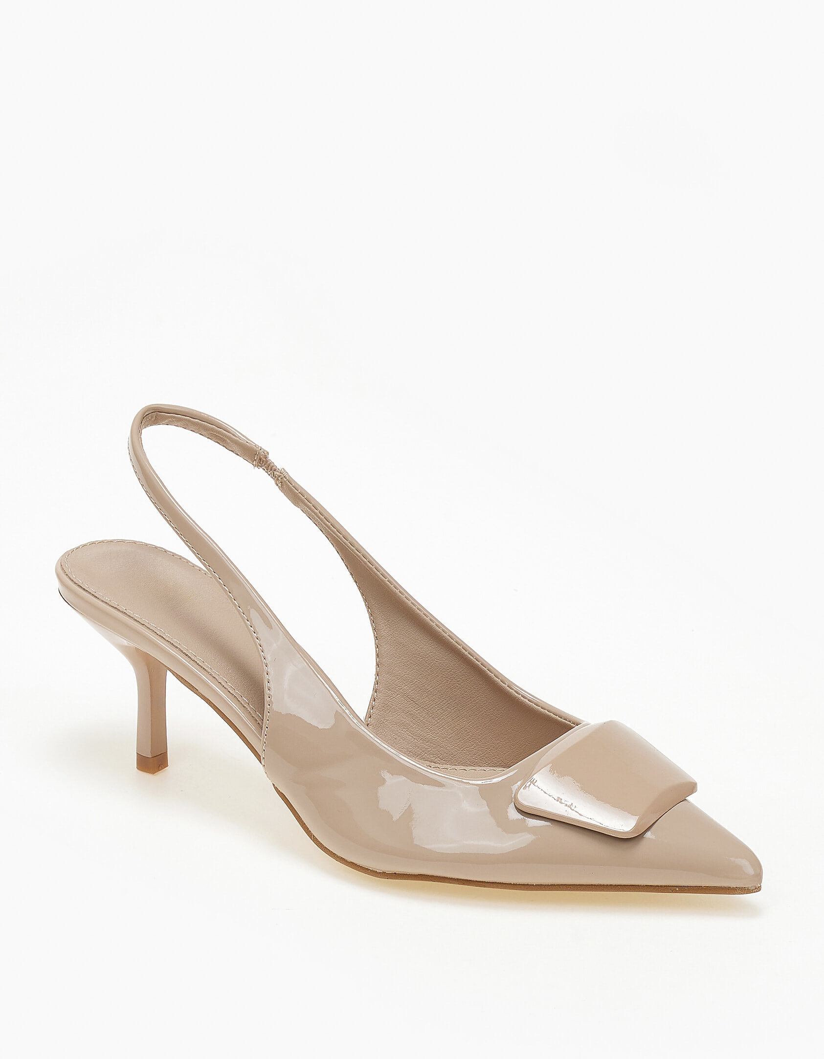 Slingback γόβες με αγκράφα - Μπεζ