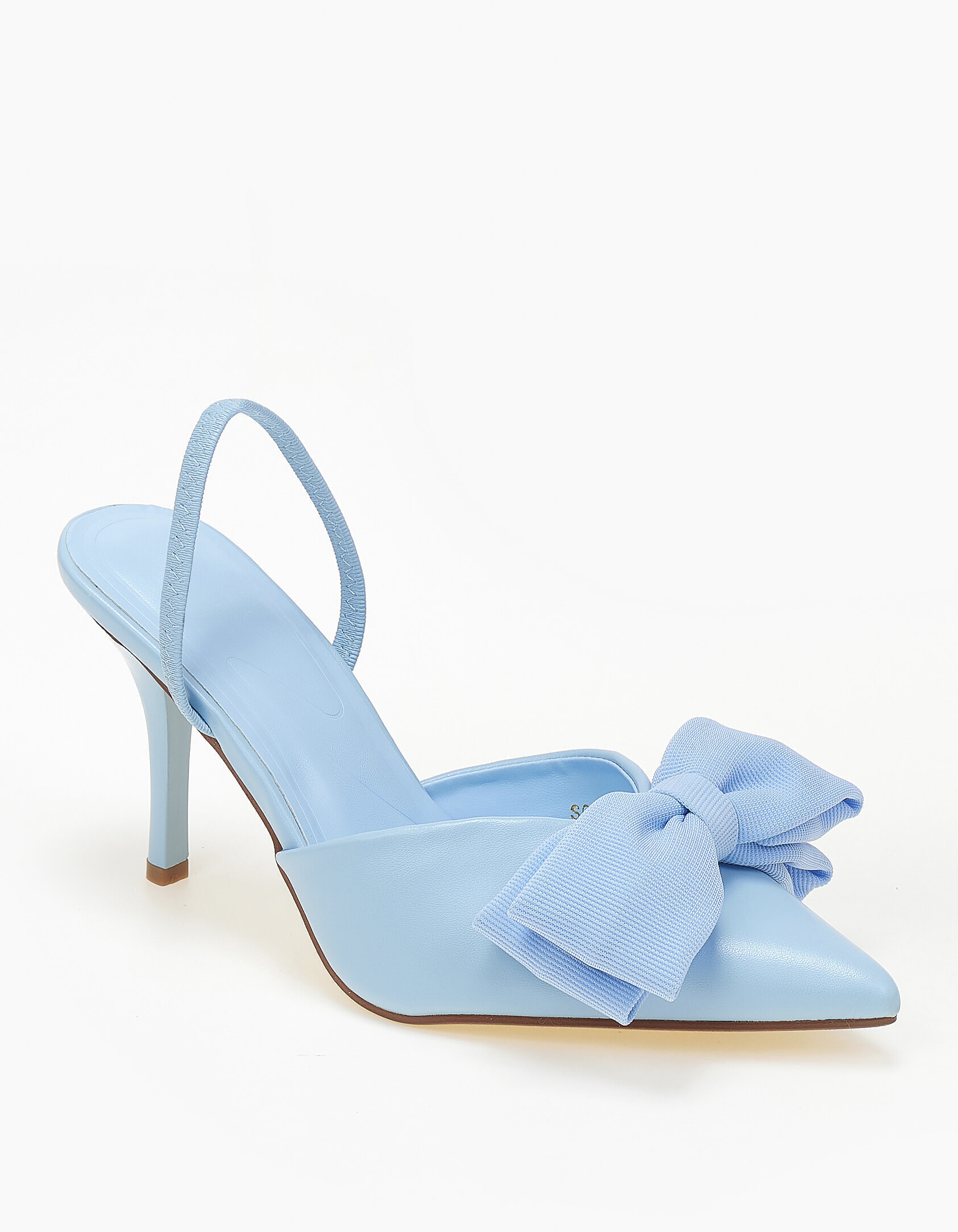 Slingback γόβες με διακοσμητικό φιόγκο - Γαλάζιο