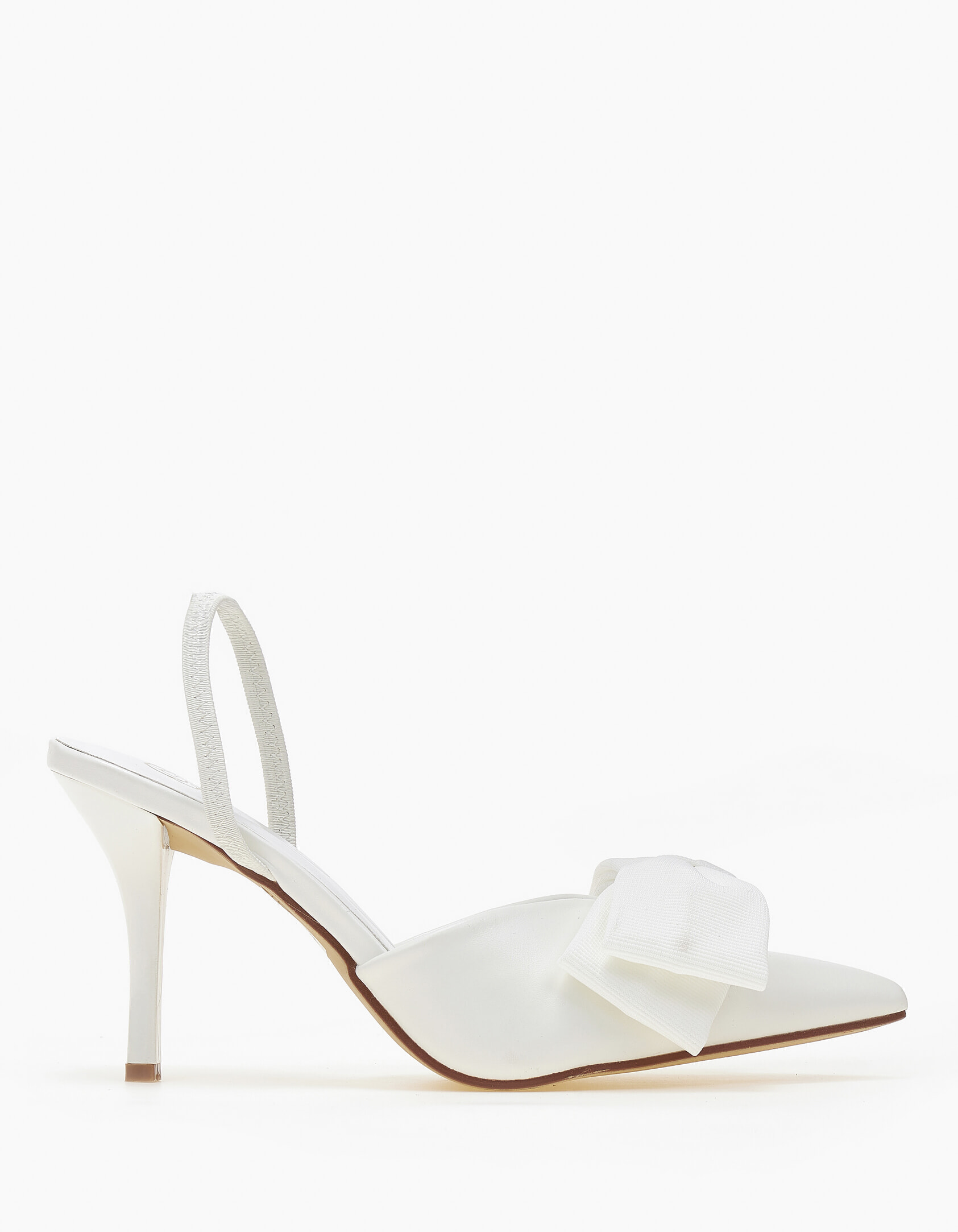 Slingback γόβες με διακοσμητικό φιόγκο - Λευκό φωτογραφία