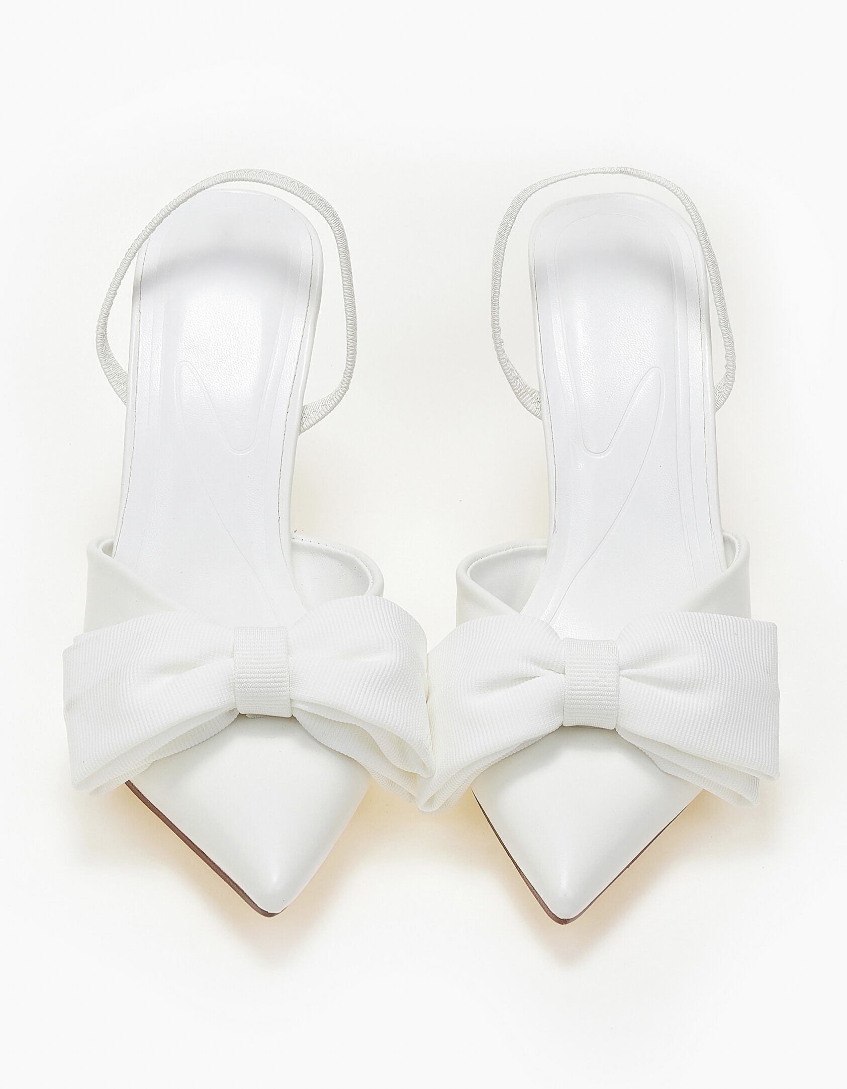 Slingback γόβες με διακοσμητικό φιόγκο - Λευκό φωτογραφία