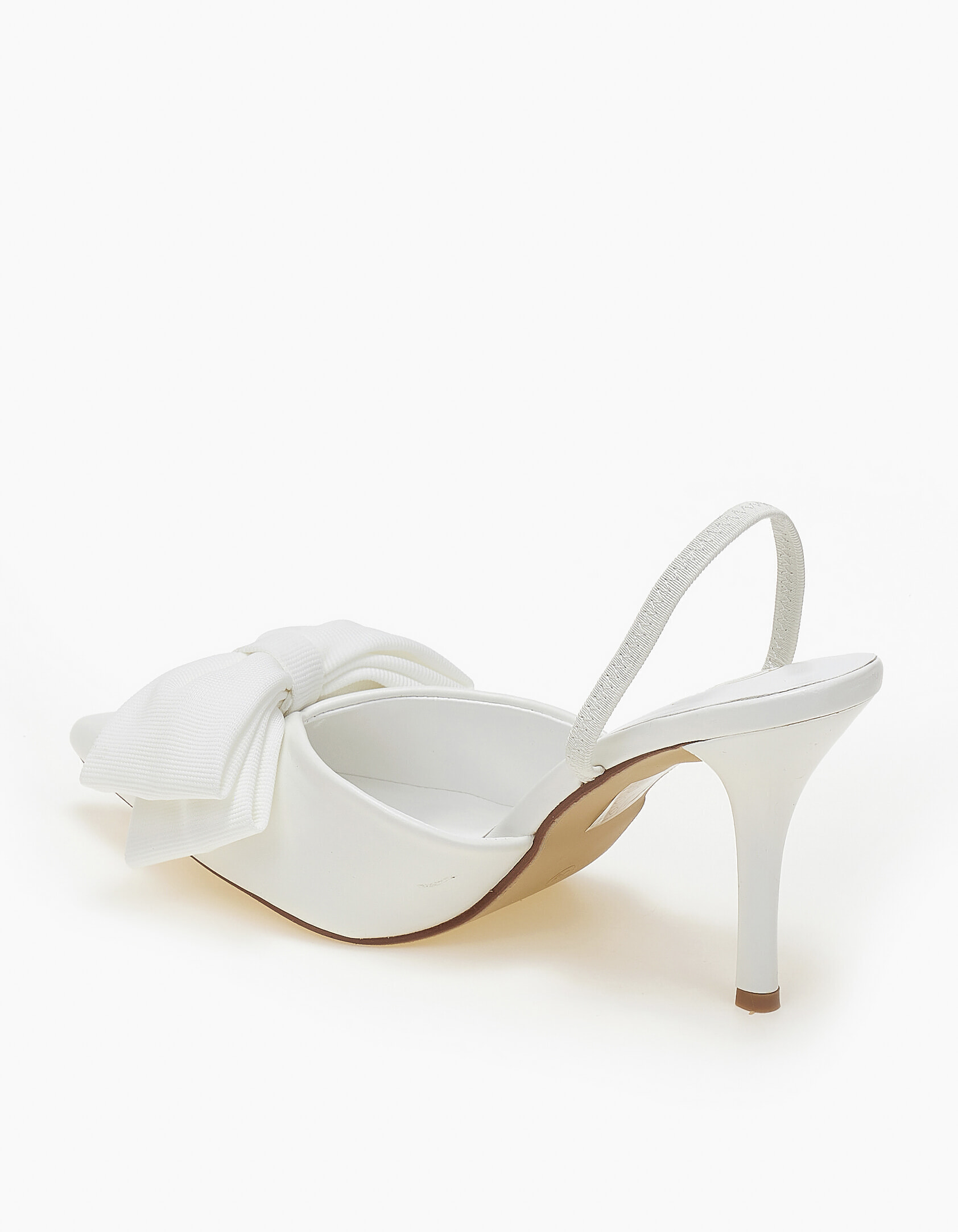 Slingback γόβες με διακοσμητικό φιόγκο - Λευκό φωτογραφία