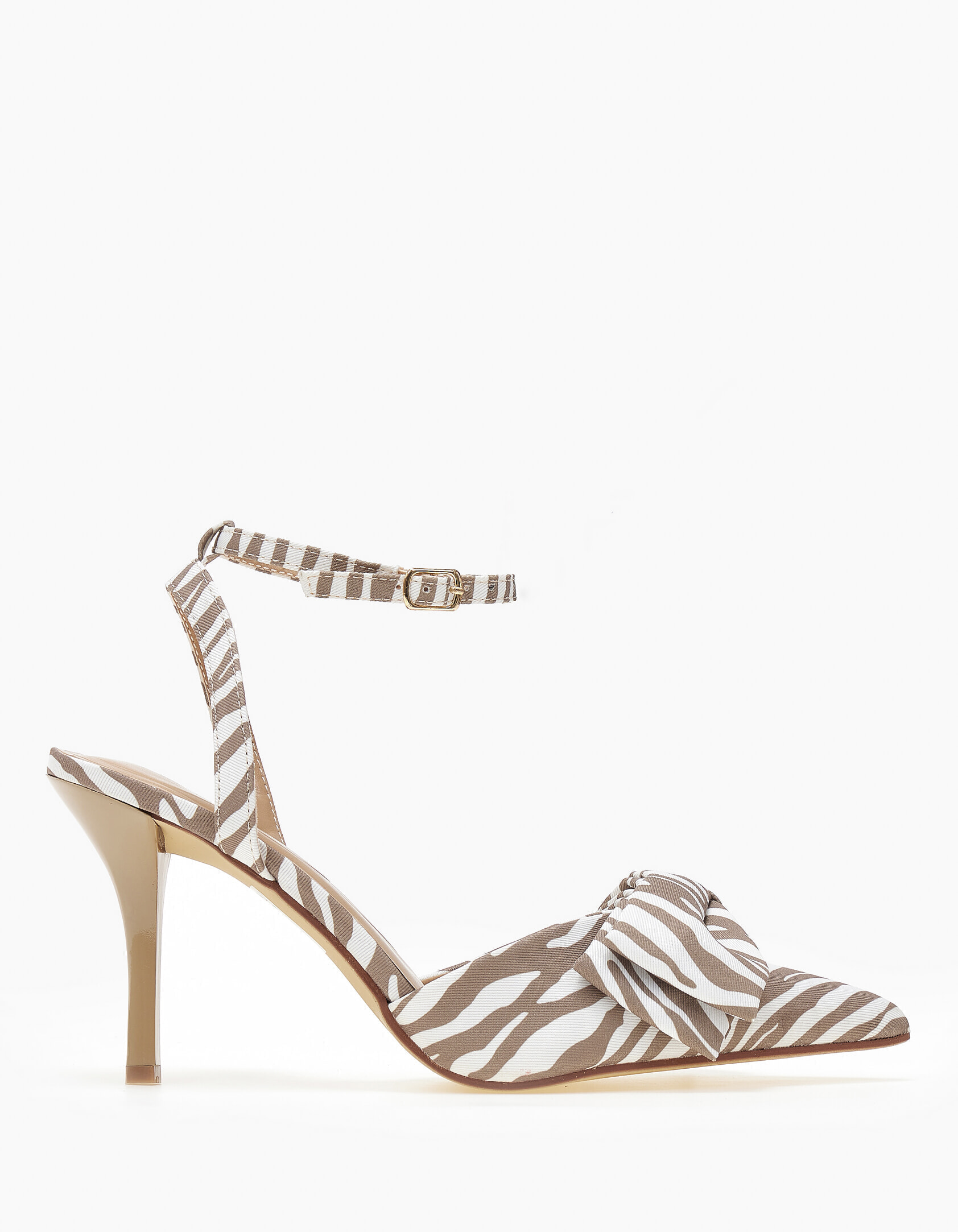 Slingback γόβες με λουράκι και διακοσμητικό φιόγκο - Zebra φωτογραφία