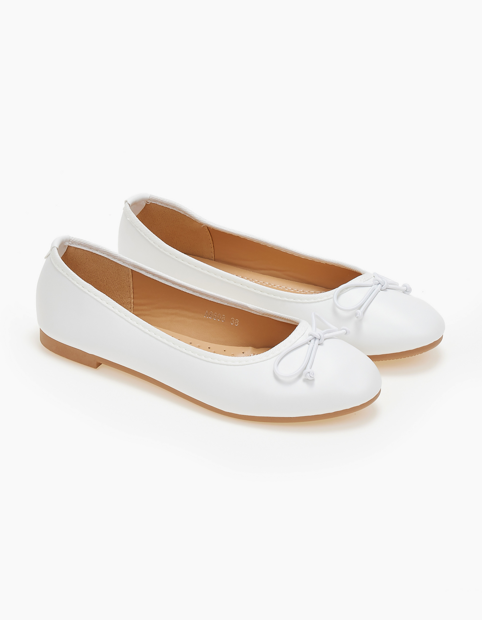 Γυναικείες μπαλαρίνες με διακοσμητικό φιόγκο - Λευκό Παπούτσια > Μπαλαρίνες