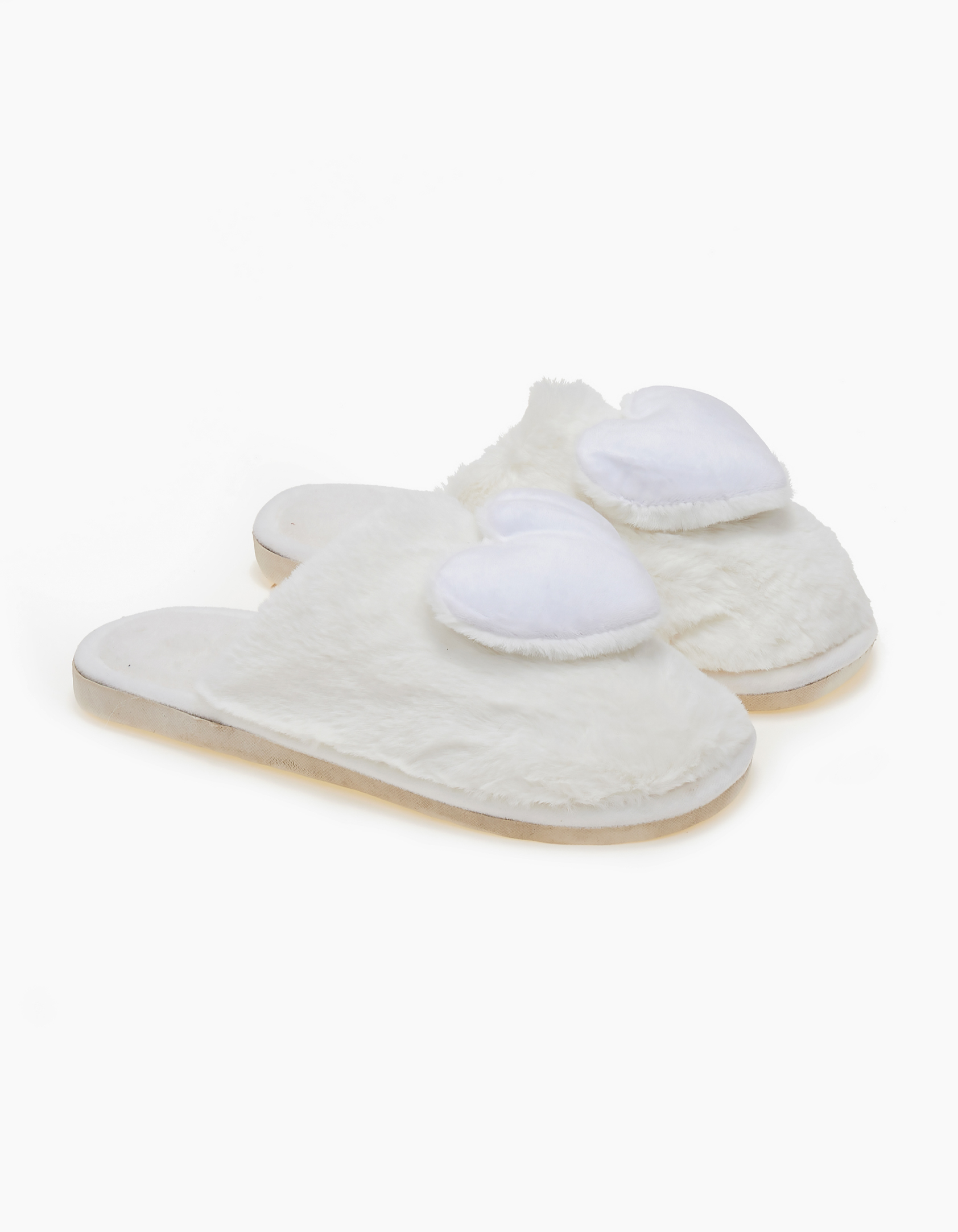 Γυναικείες παντόφλες καρδιά - Λευκό