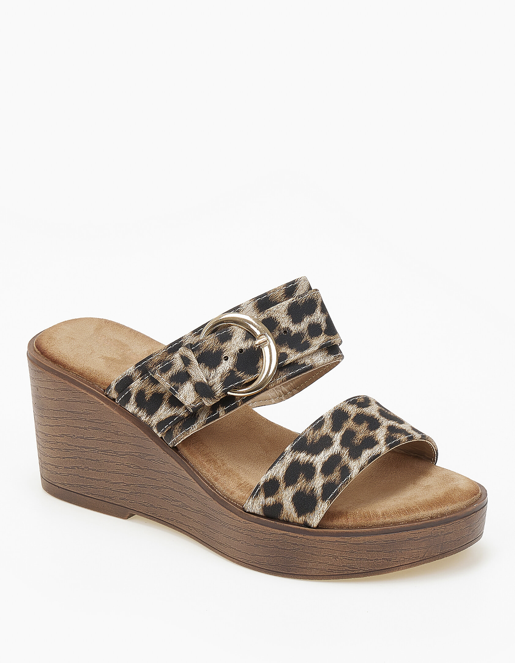 Γυναικείες πλατφόρμες με δυο φάσες και αγκράφα - Λεοπάρ