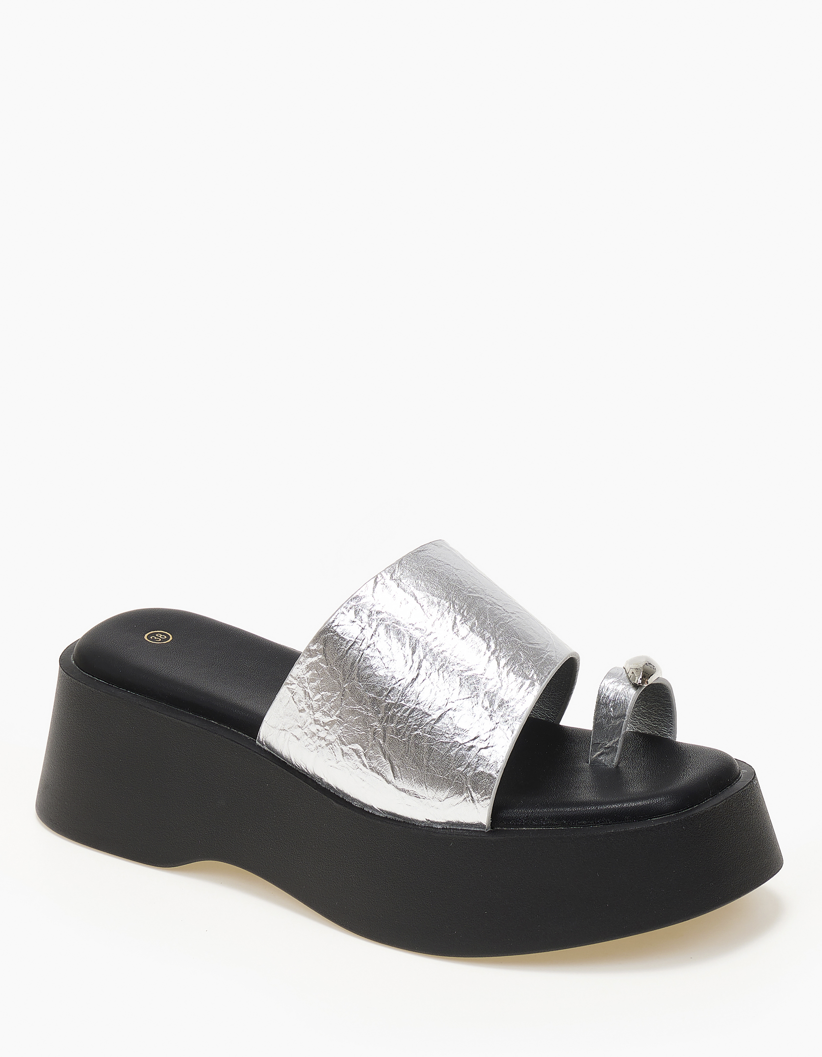 Γυναικείες πλατφόρμες με λεπτομέρεια toe ring - Ασημί