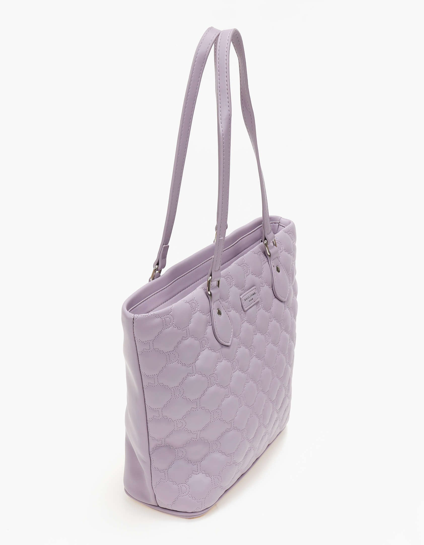Τσάντα ώμου με καπιτονέ υφή - Λιλά φωτογραφία