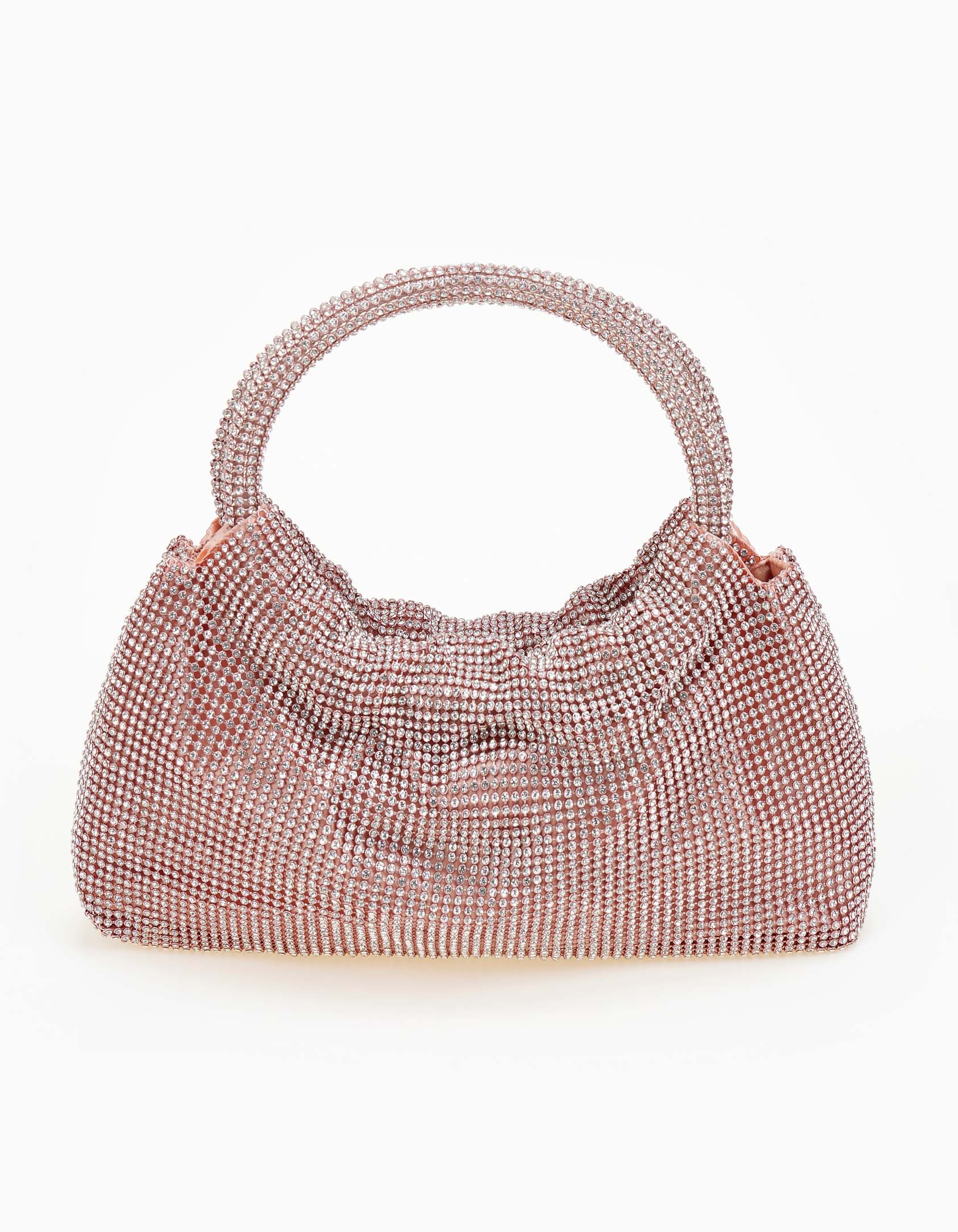 Βραδινή τσάντα χειρός με strass - Rose Gold