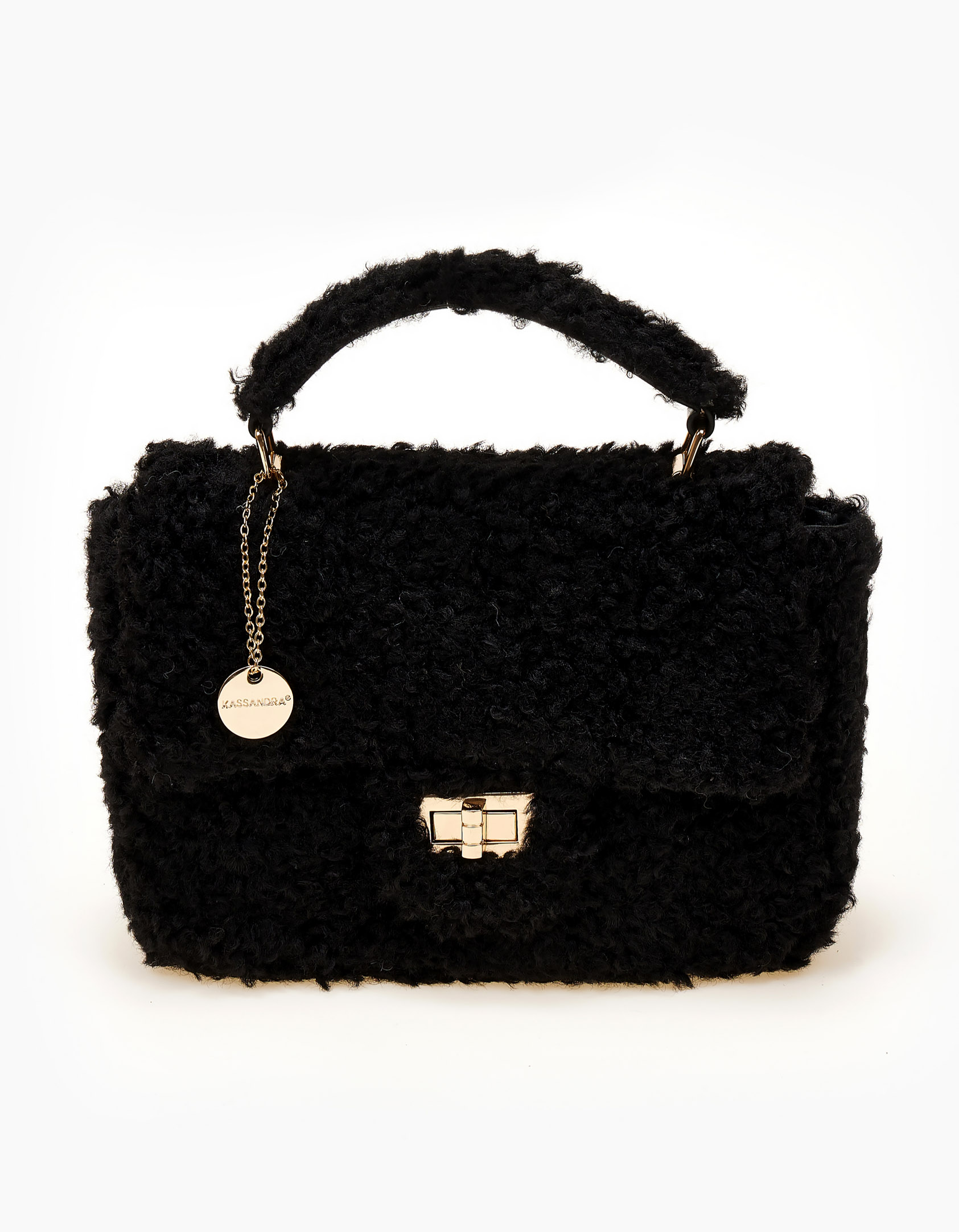 Τσάντα χειρός και ώμου - χιαστί απο γούνα - Μαύρο φωτογραφία