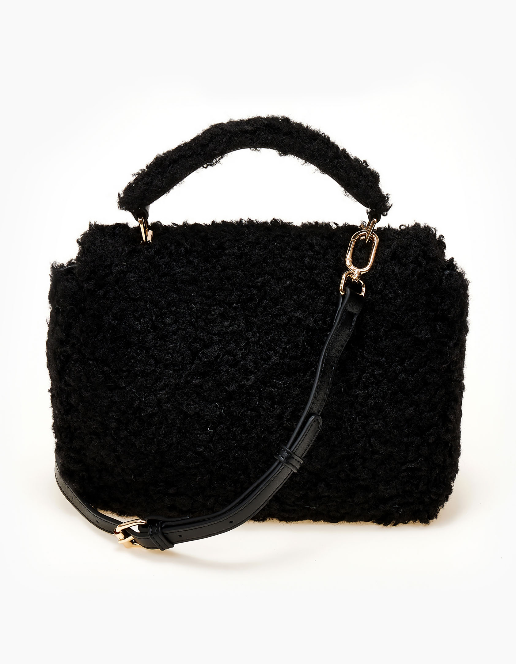 Τσάντα χειρός και ώμου - χιαστί απο γούνα - Μαύρο φωτογραφία