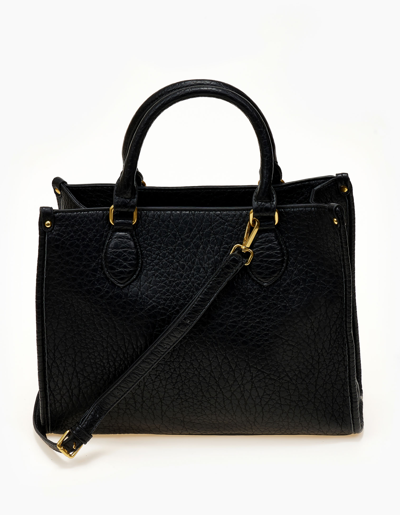 Τσάντα χειρός με εξτρα λουράκι για τον ώμο - Μαύρο φωτογραφία