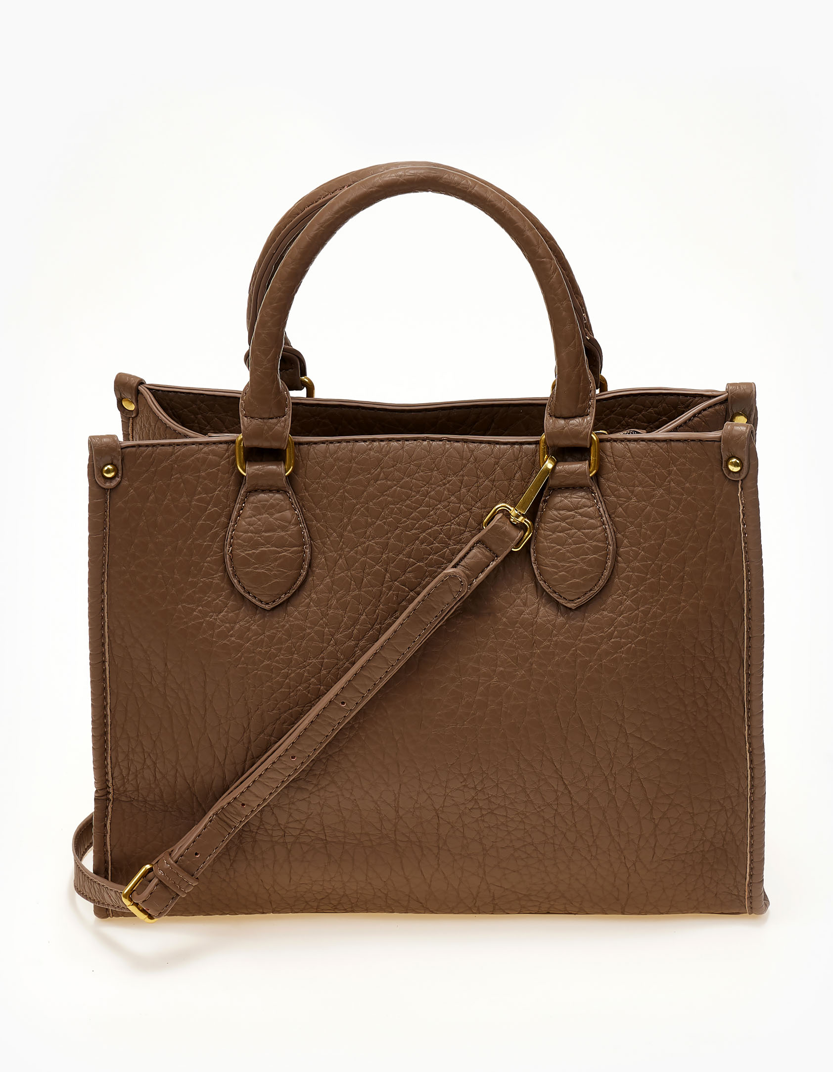 Τσάντα χειρός με εξτρα λουράκι για τον ώμο - Καφέ φωτογραφία