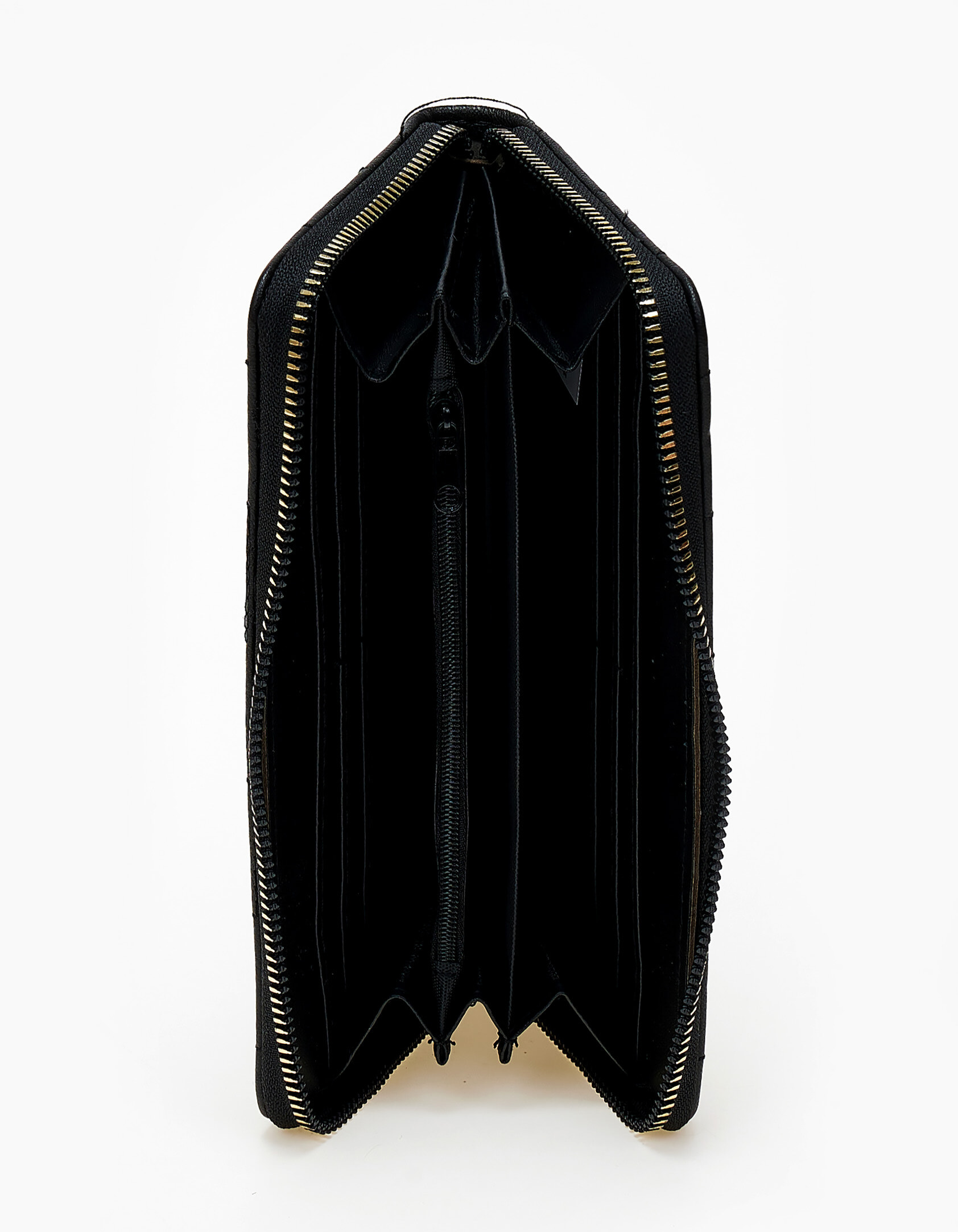 Γυναικείο καπιτονέ πορτοφόλι με φερμουάρ - Μαύρο φωτογραφία