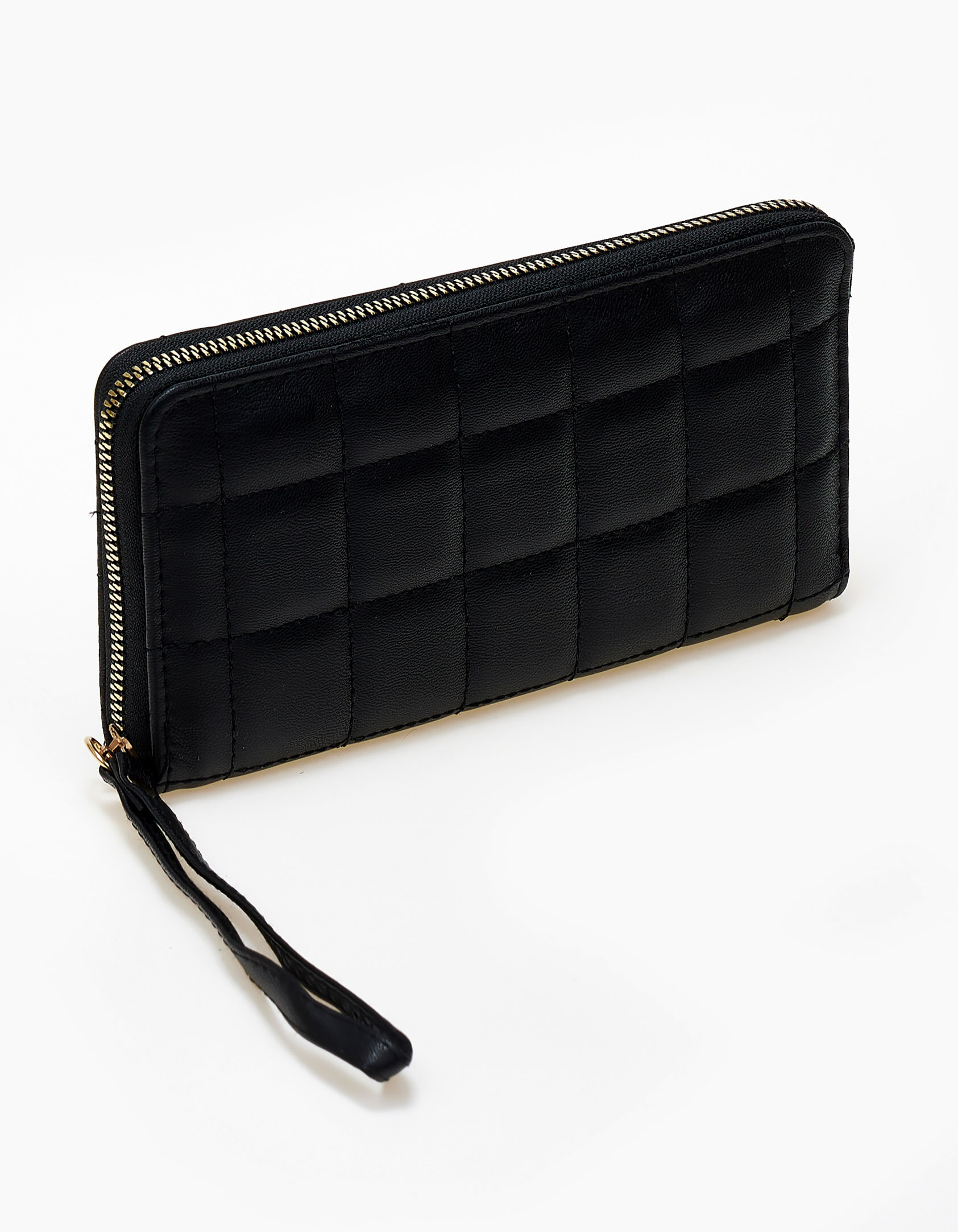 Issue Γυναικείο καπιτονέ πορτοφόλι με φερμουάρ - Μαύρο