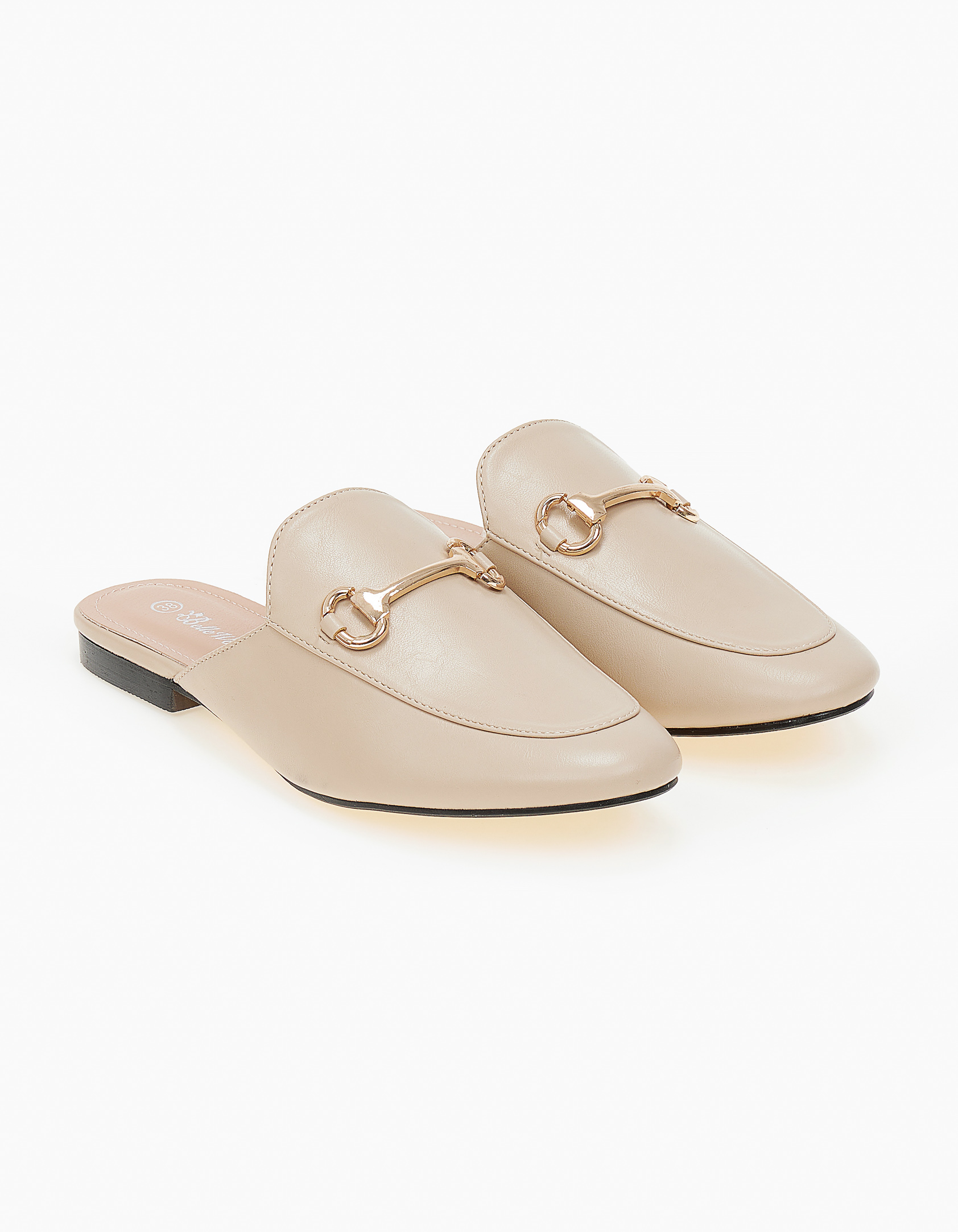 Κομψά mules με αγκράφα - Μπεζ