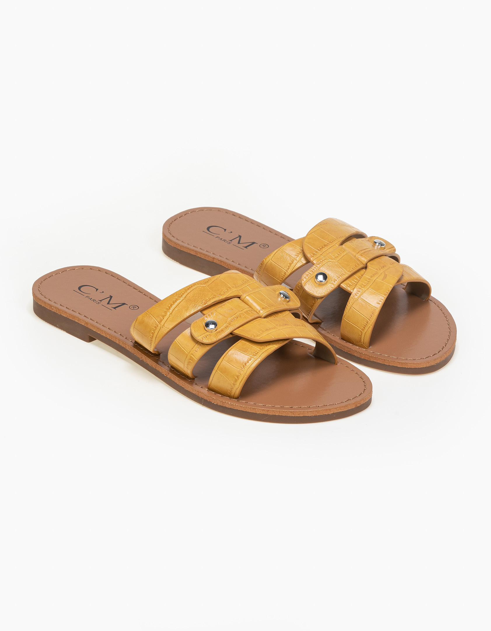 Κροκό slides με δέσιμο - Κίτρινο