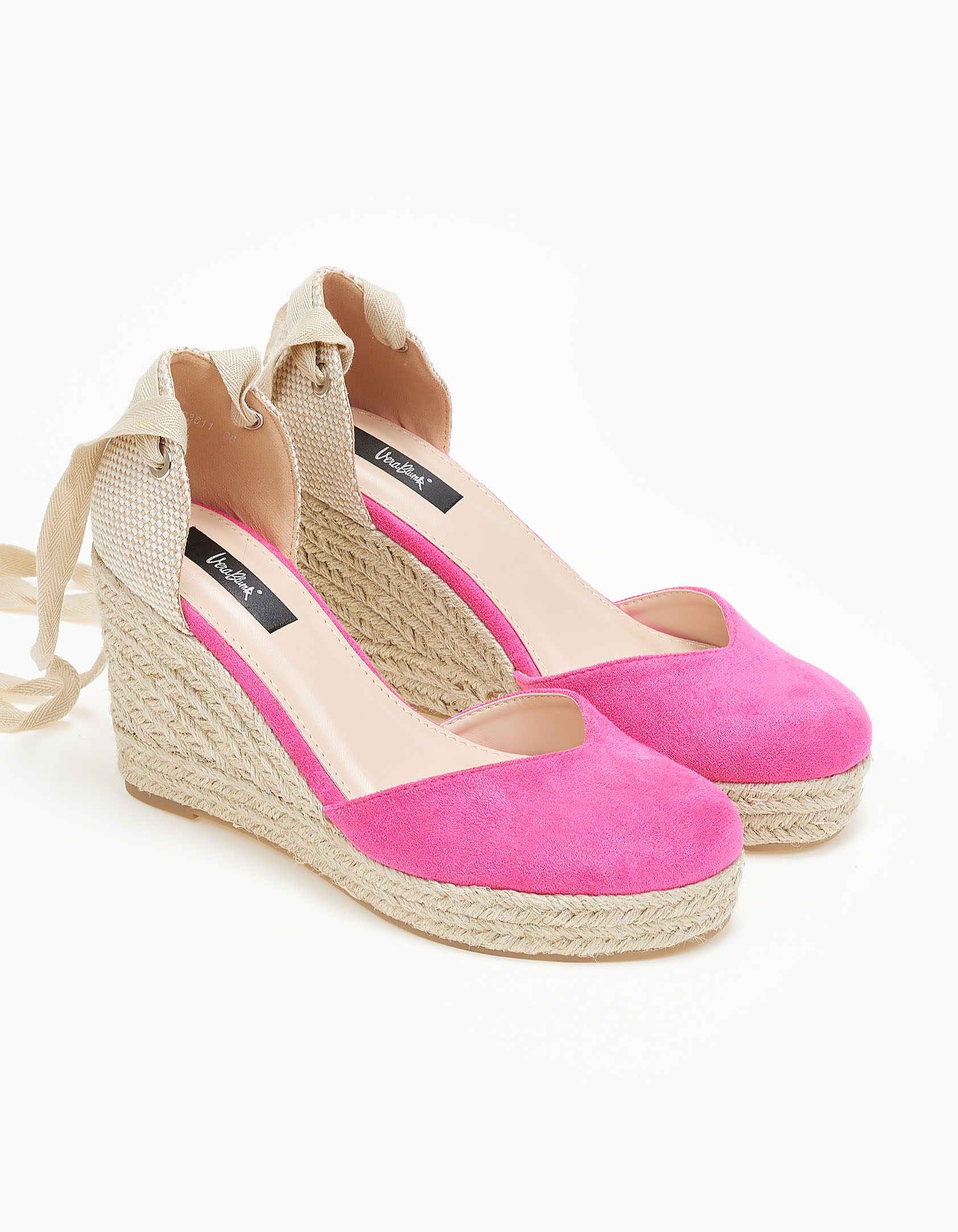 Lace up suede πλατφόρμες - Φούξια