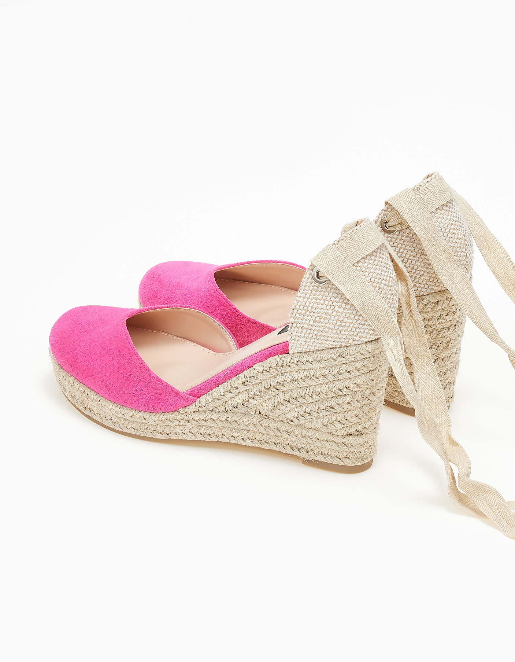 Lace up suede πλατφόρμες - Φούξια φωτογραφία