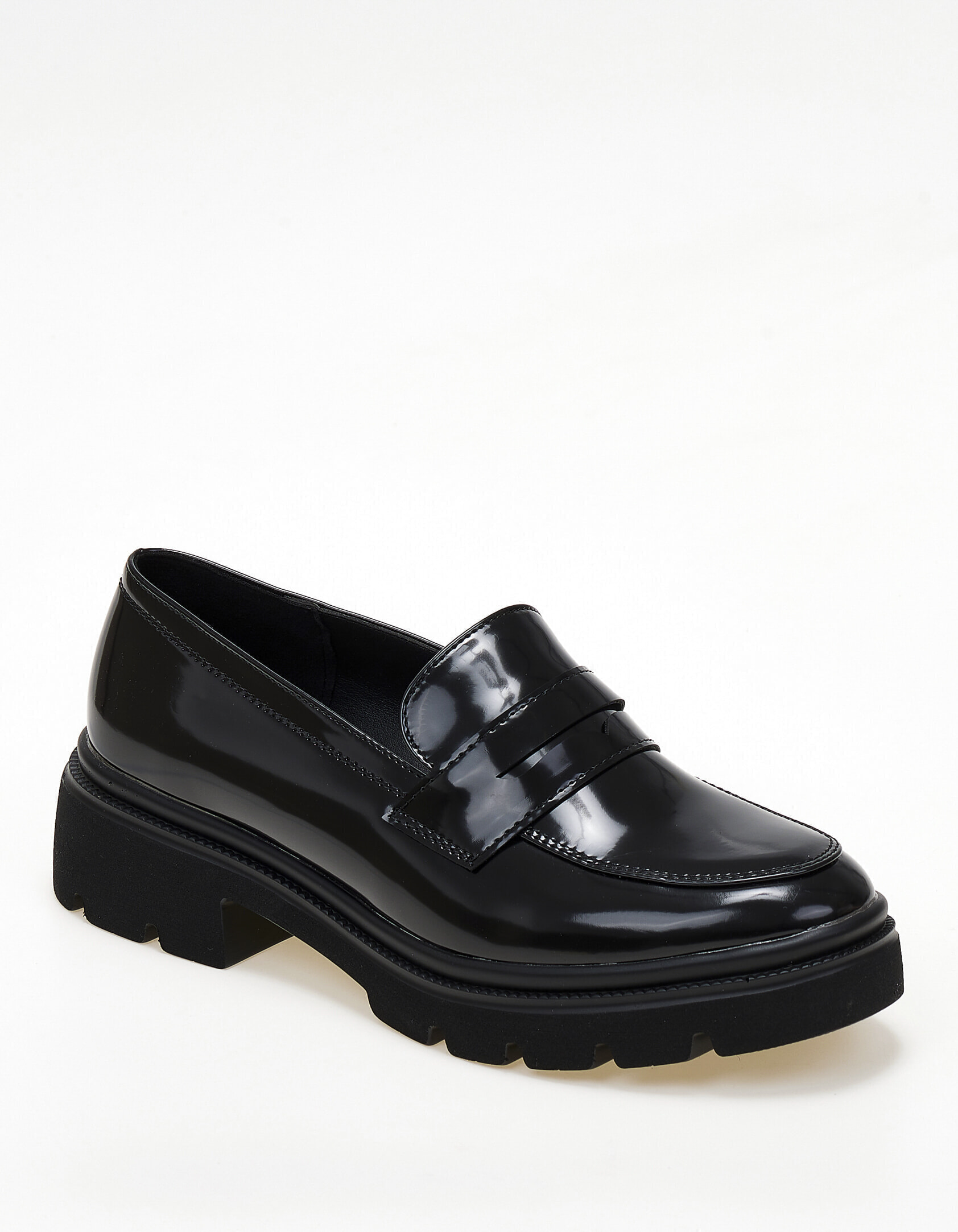 Issue Loafers λουστρίνι με τρακτερωτή σόλα - Μαύρο