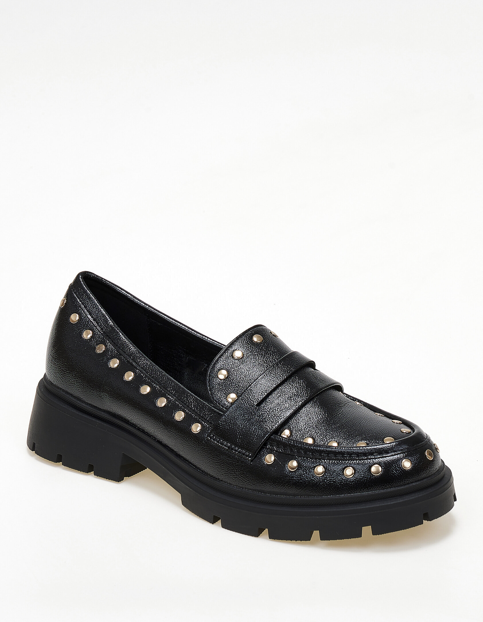 Loafers με διακοσμητικά χρυσά τρούκς - Μαύρο