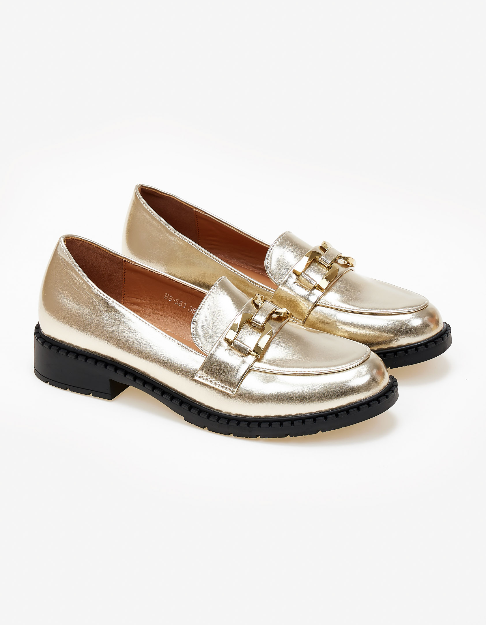 Χαμηλά loafers με μεταλλική λεπτομέρεια - Χρυσό