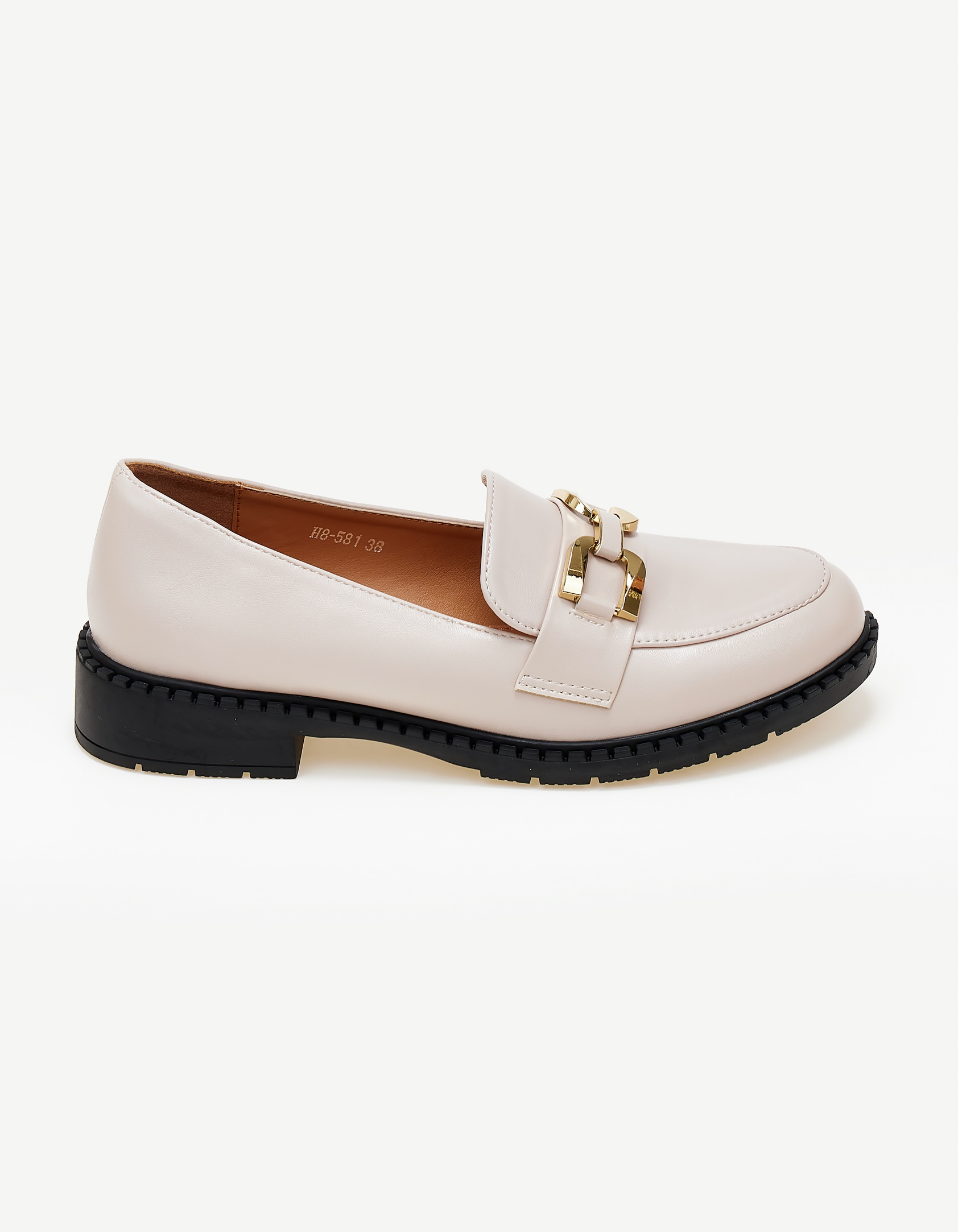 Χαμηλά loafers με μεταλλική λεπτομέρεια - Μπεζ φωτογραφία