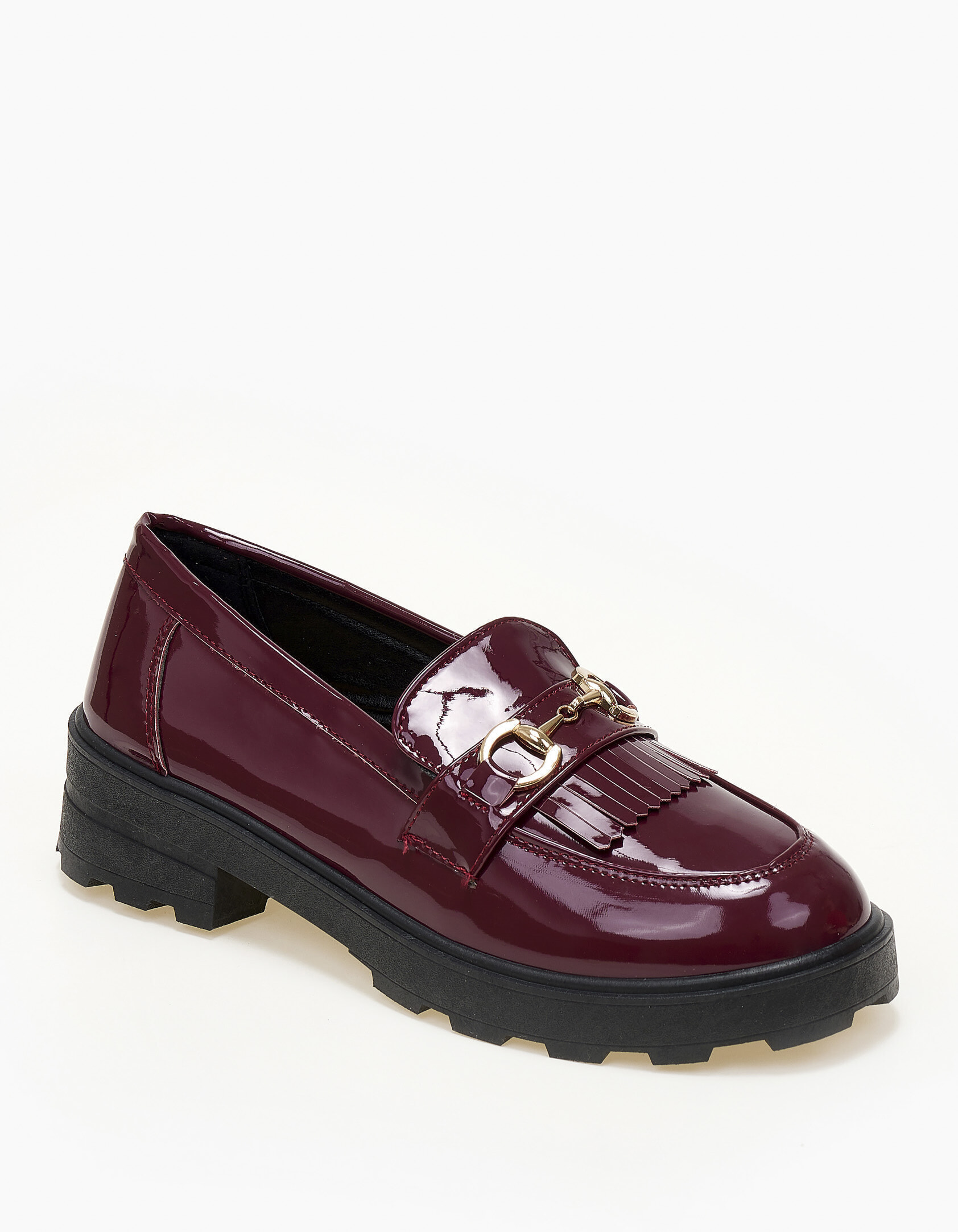 Loafers με μεταλλική λεπτομέρεια και κρόσια - Μπορντώ