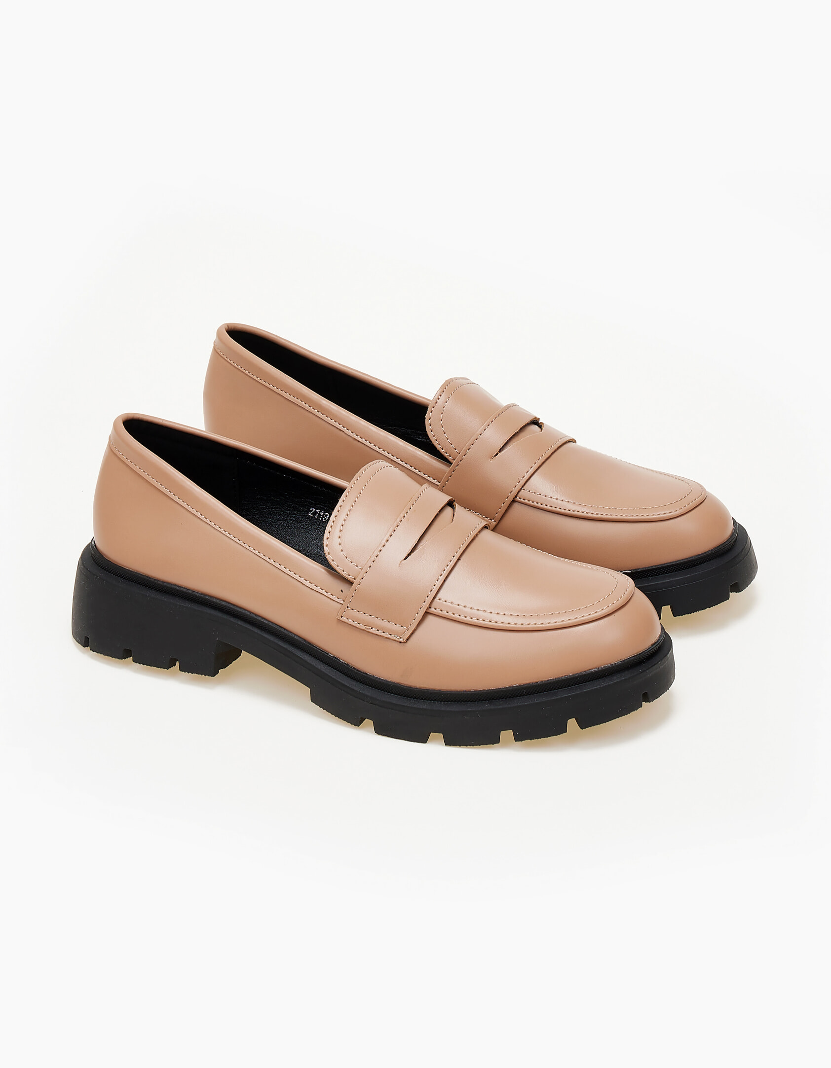 Loafers με τρακτερωτή σόλα - Μπεζ