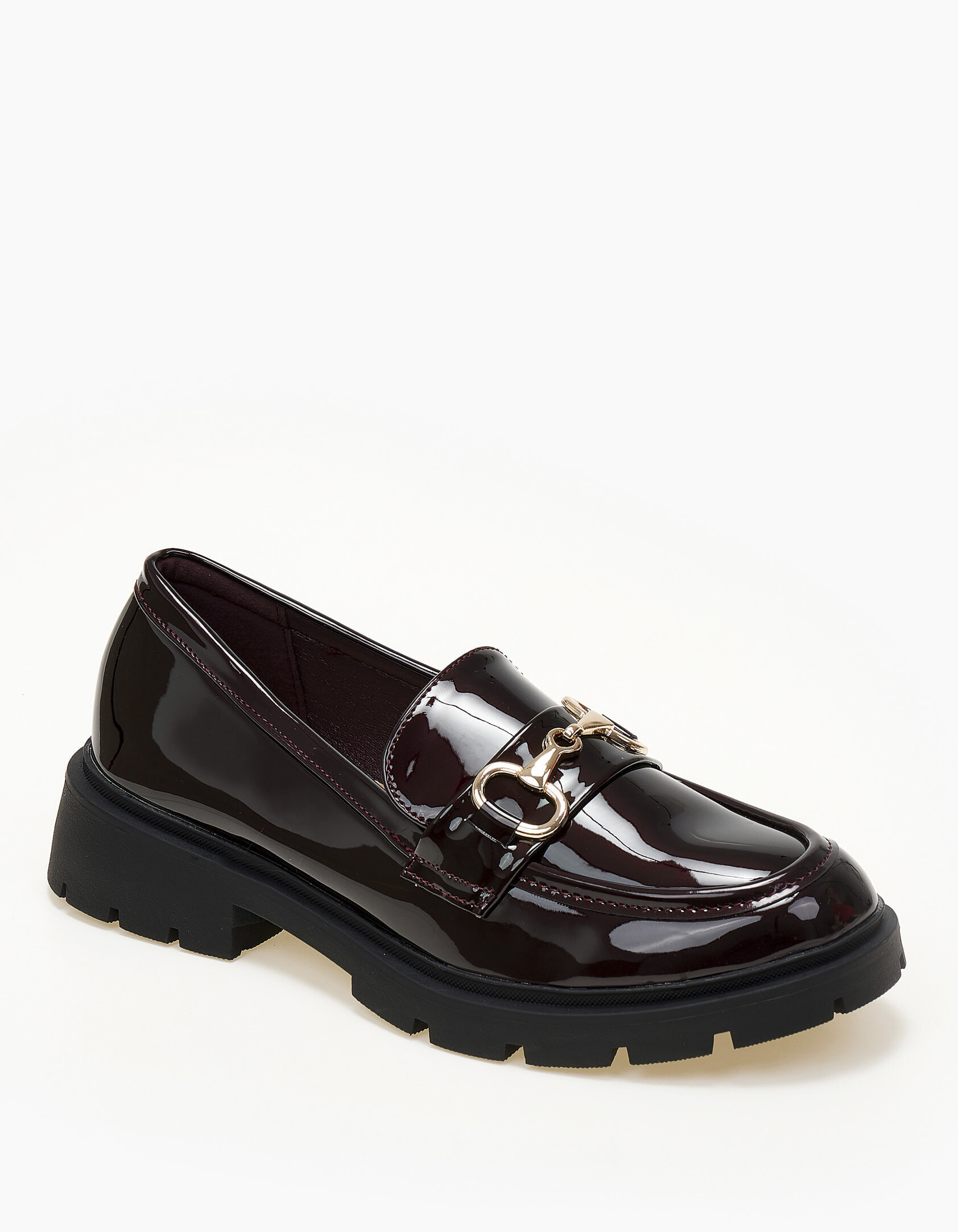 Loafers με τρακτερωτή σόλα και μεταλλική λεπτομέρεια - Μπορντώ