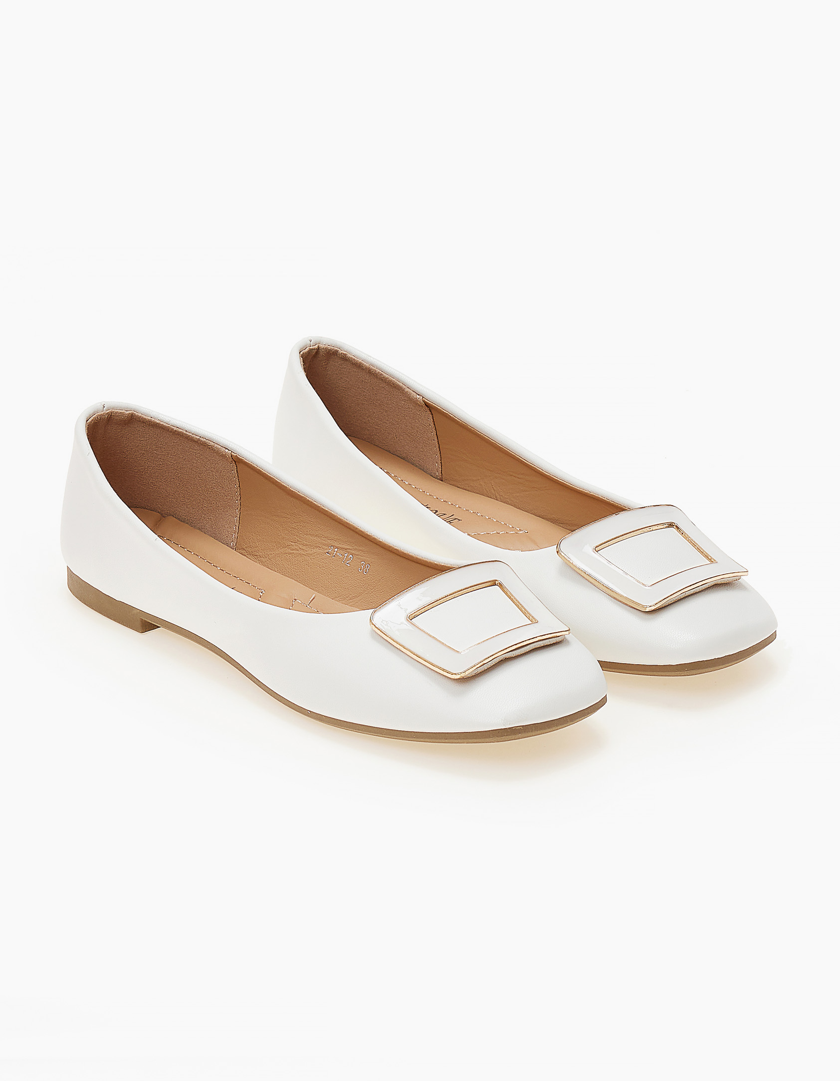 Μπαλαρίνες με μεταλλική λεπτομέρεια - Λευκό