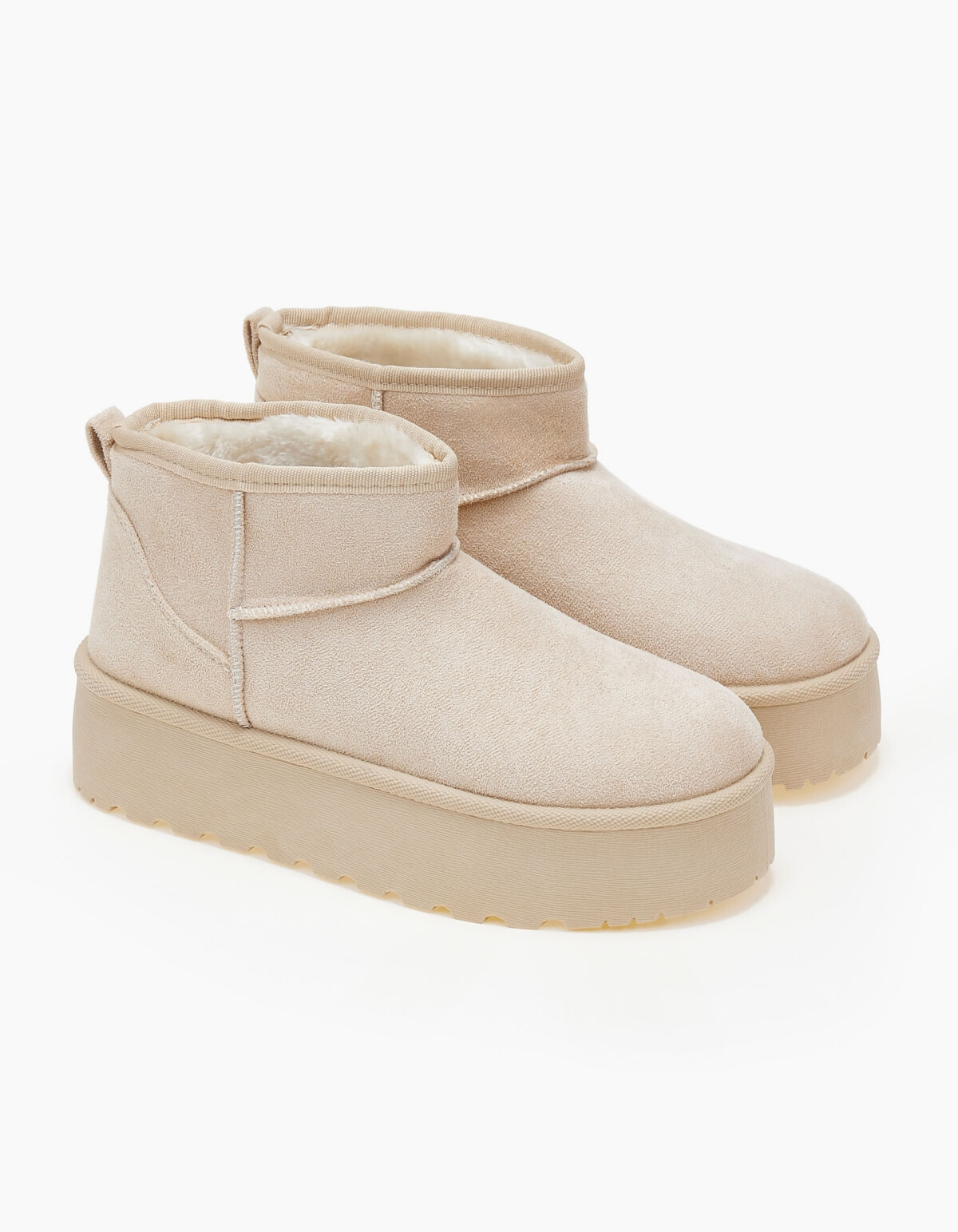 Μποτάκια δίσολα με γούνα - Μπεζ