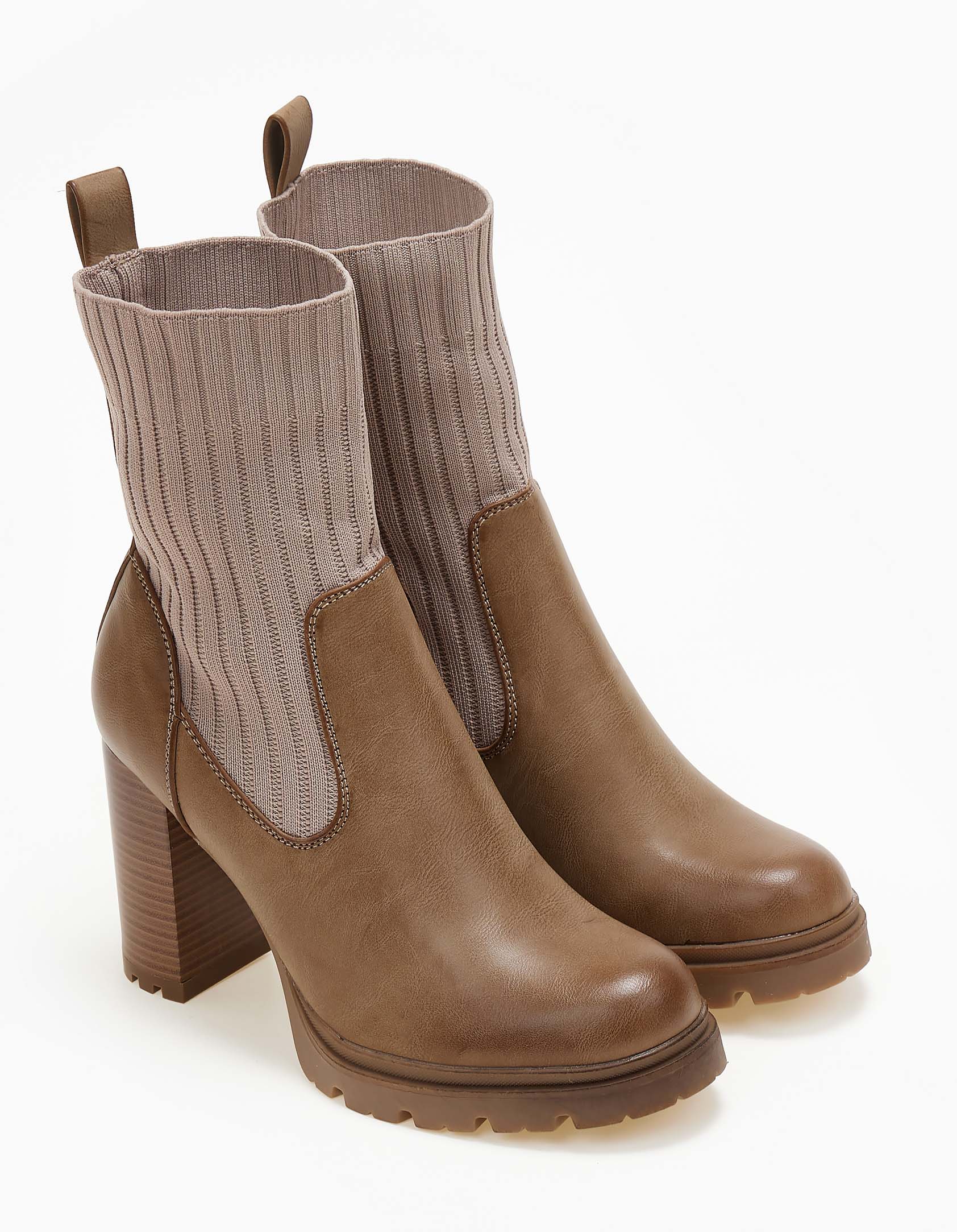 Μποτάκια κάλτσα με χοντρό τακούνι - Πούρο