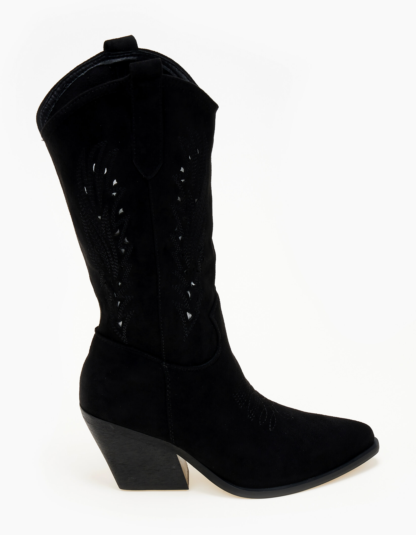 Μπότες cowboy με κέντημα - Μαύρο