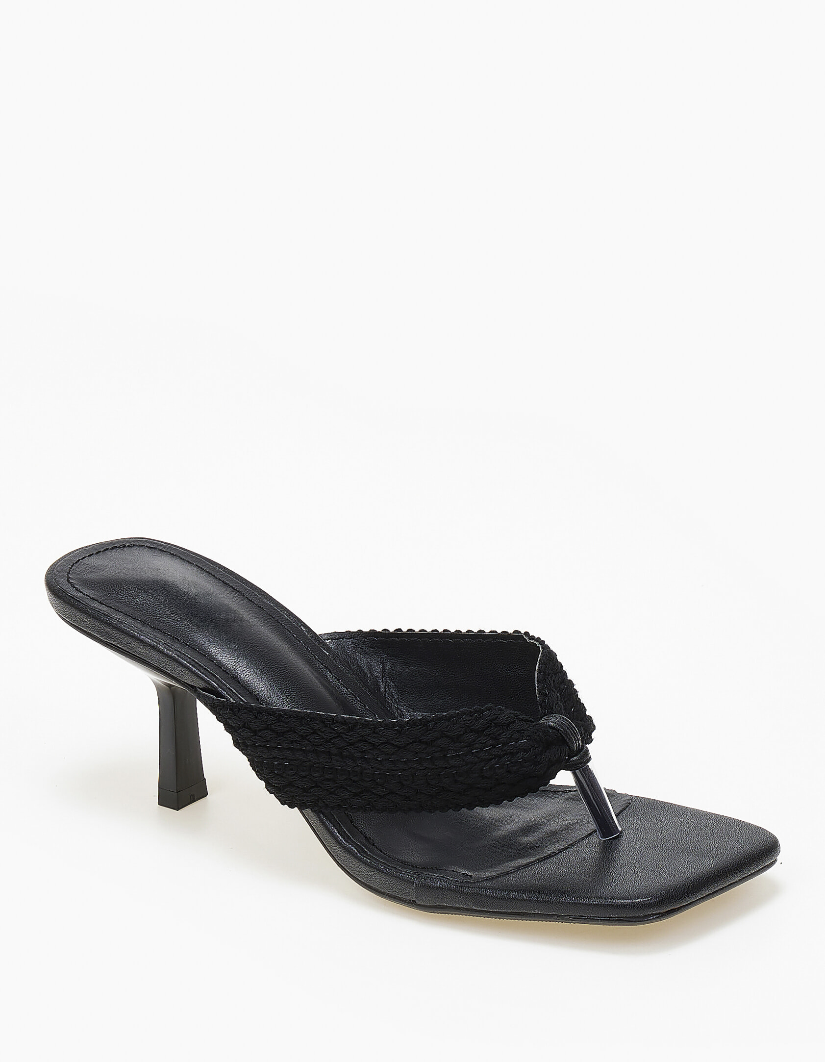 Mules δίχαλο με λεπτό τακούνι - Μαύρο