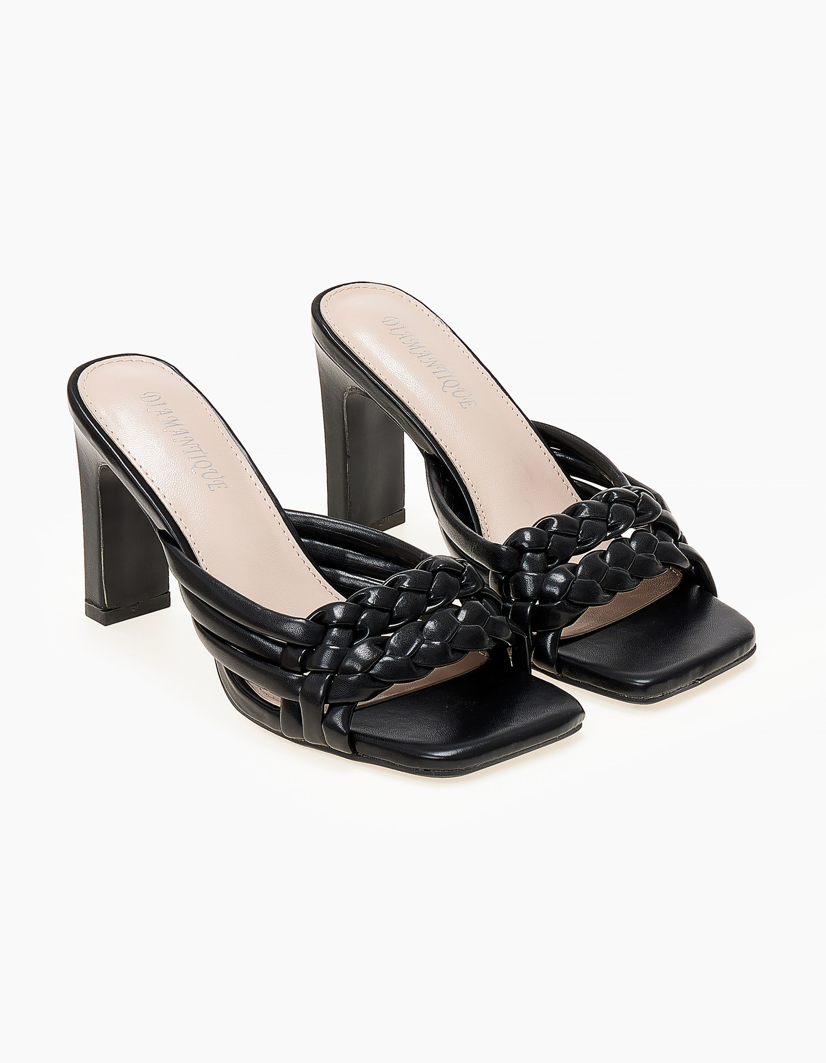 Mules με πλεγμένα λουράκια - Μαύρο