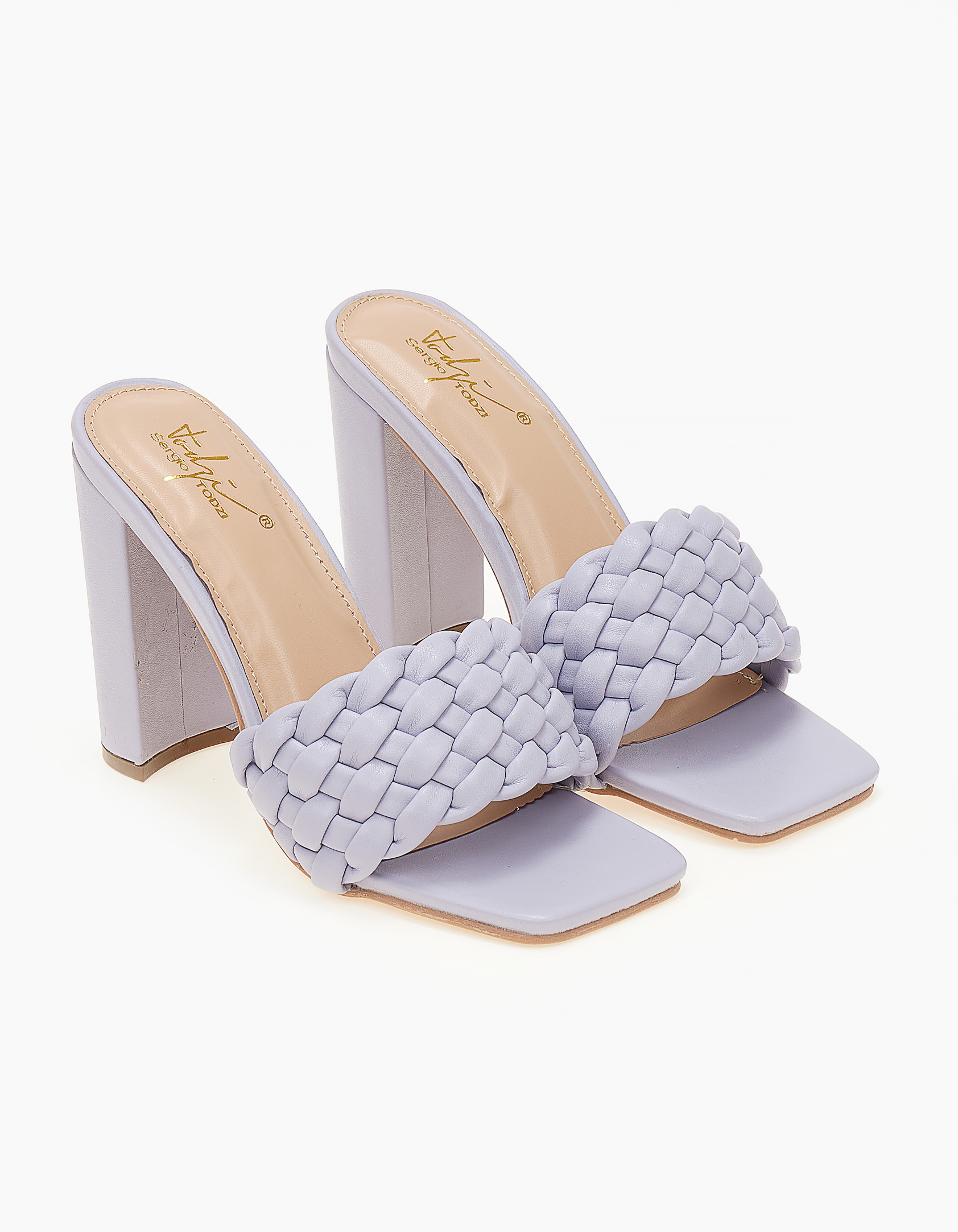 Mules με πλεκτή φάσα - Λιλά