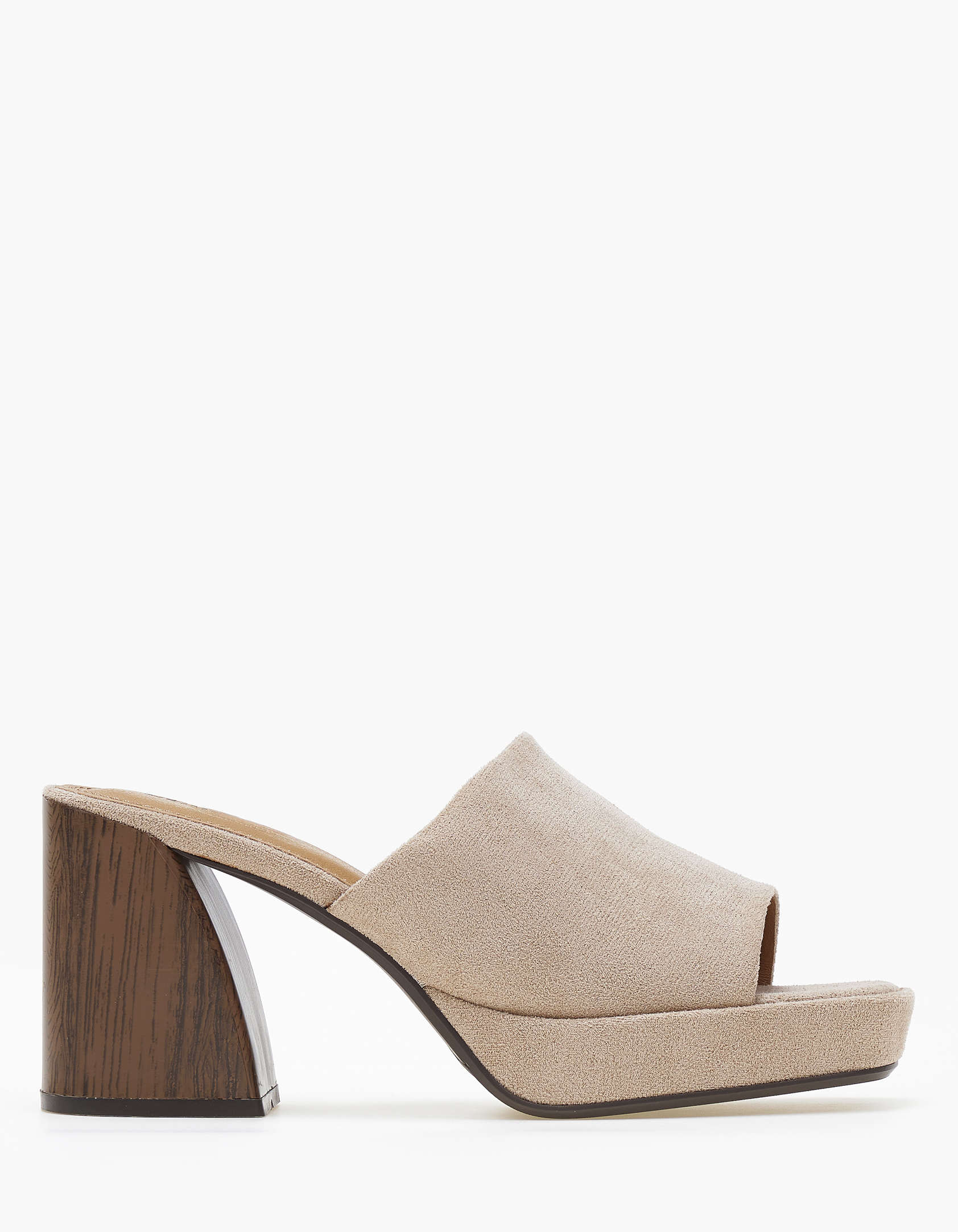 Mules με suede υφή και χοντρό τακούνι - Πούρο